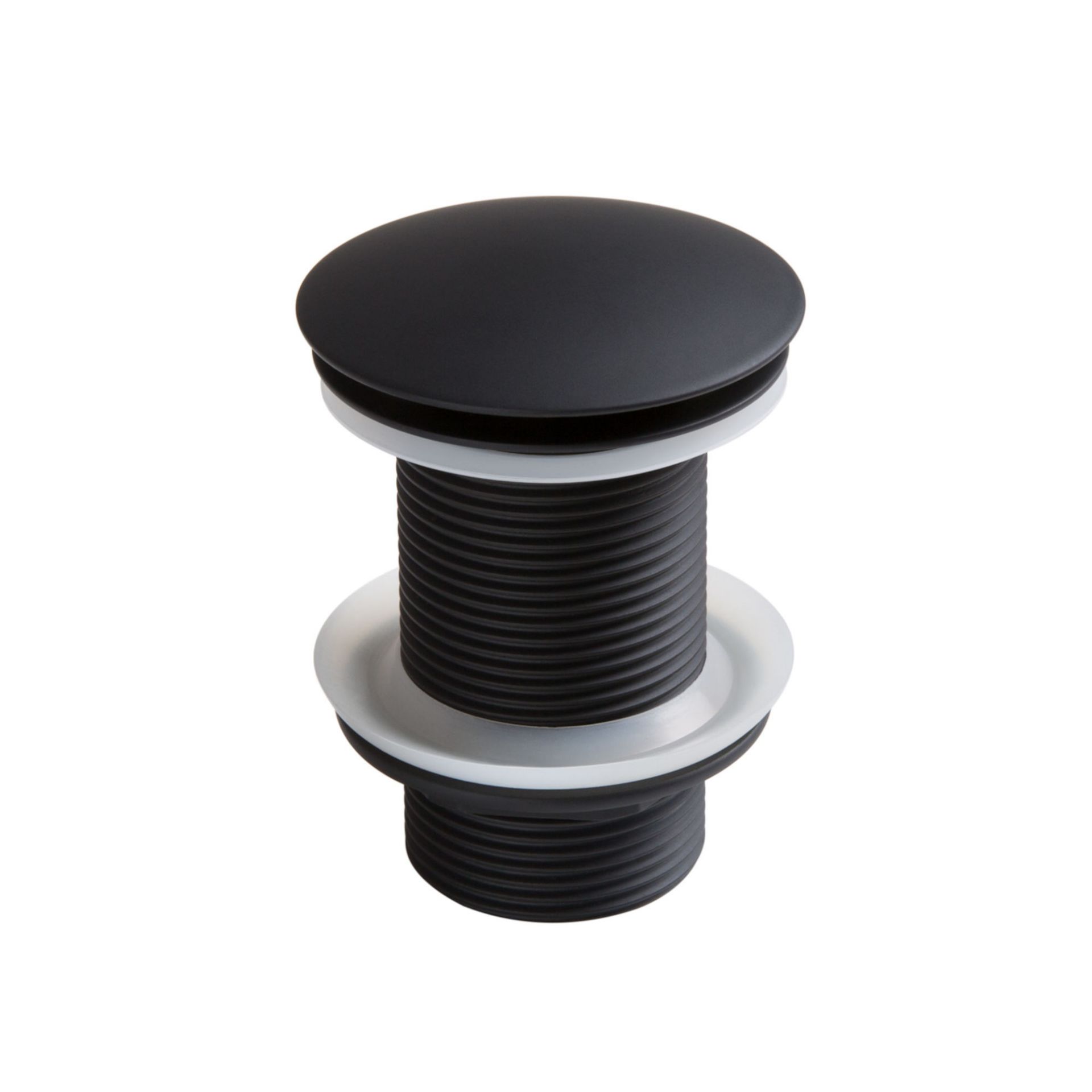 (YU1024) Black Basin Waste - Unslotted Push Button Pop-Up Made with zinc with solid brass comp...