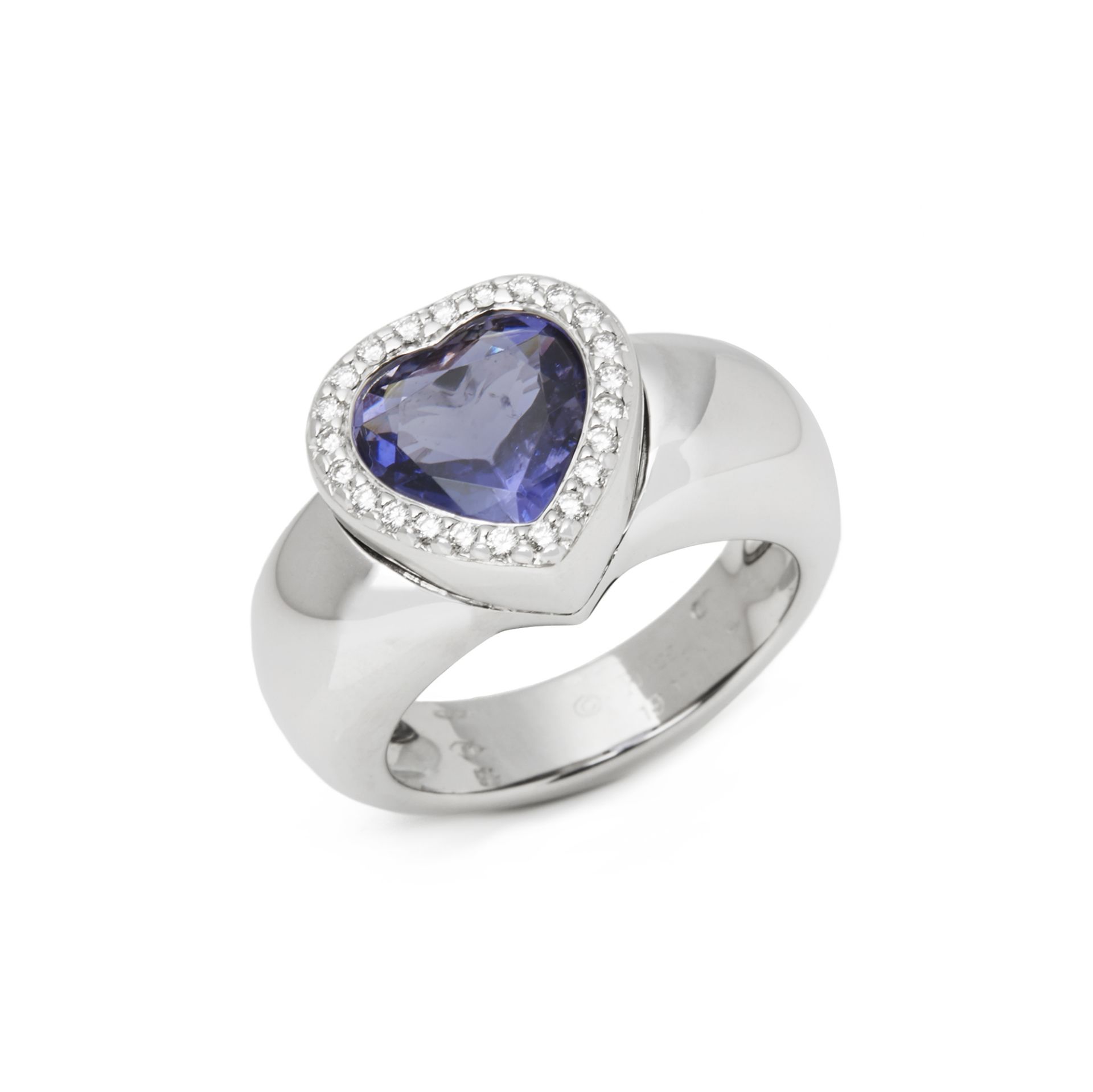 18k White Gold Iolite & Diamond Heart Cocktail Ring