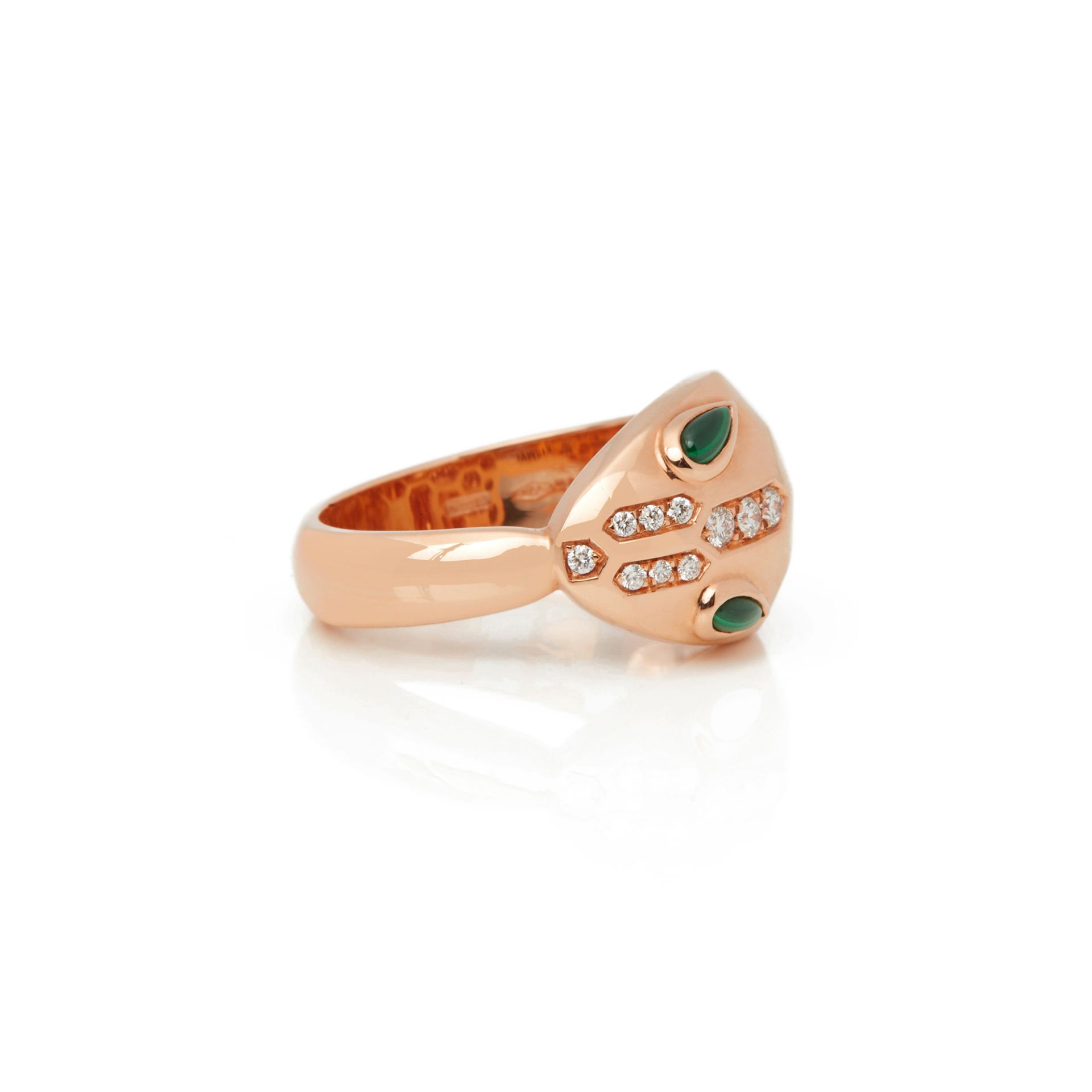 18k Rose Gold Diamond & Malachite Serpenti Ring - Image 7 of 8