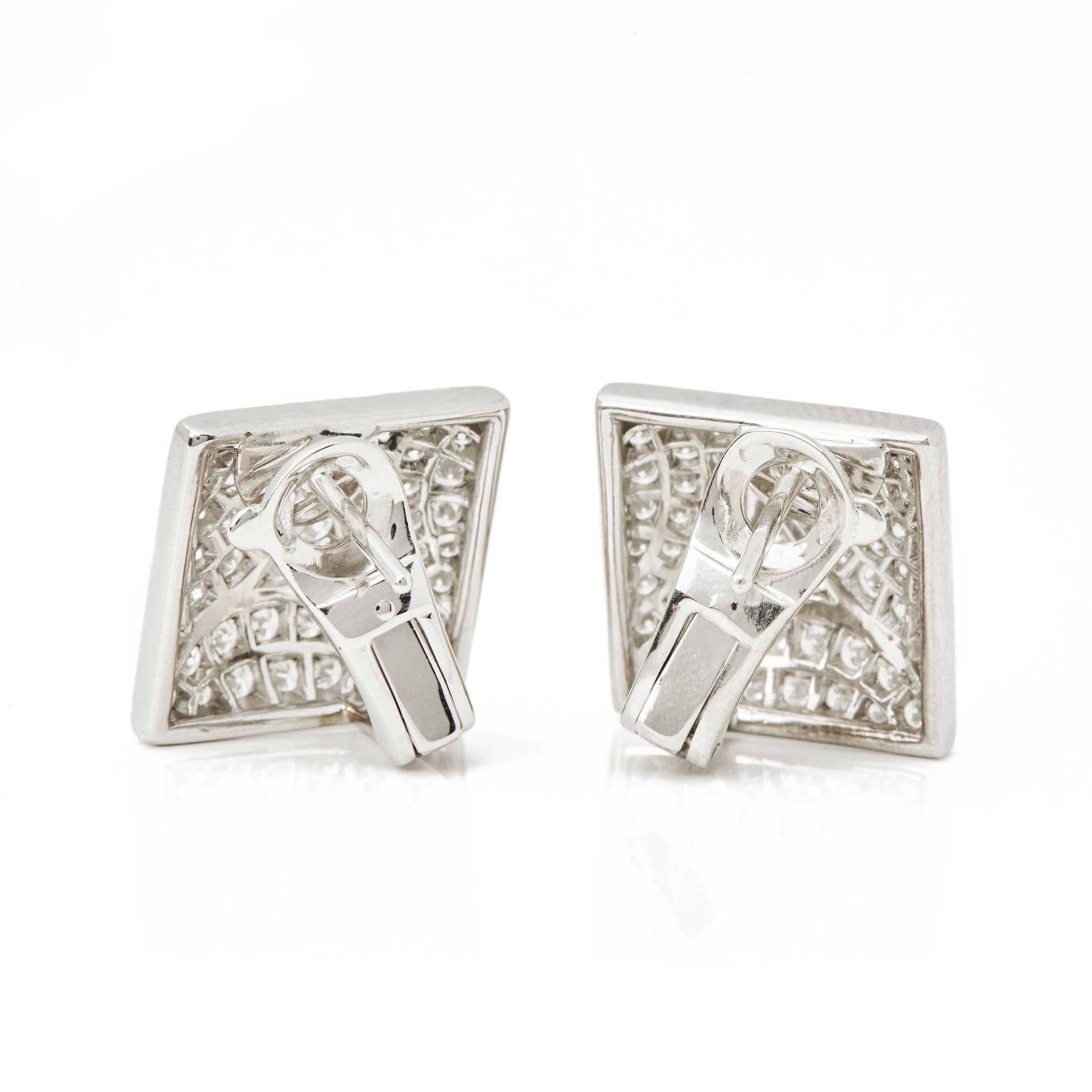 18k White Gold Diamond Berlingot Earrings - Image 5 of 7