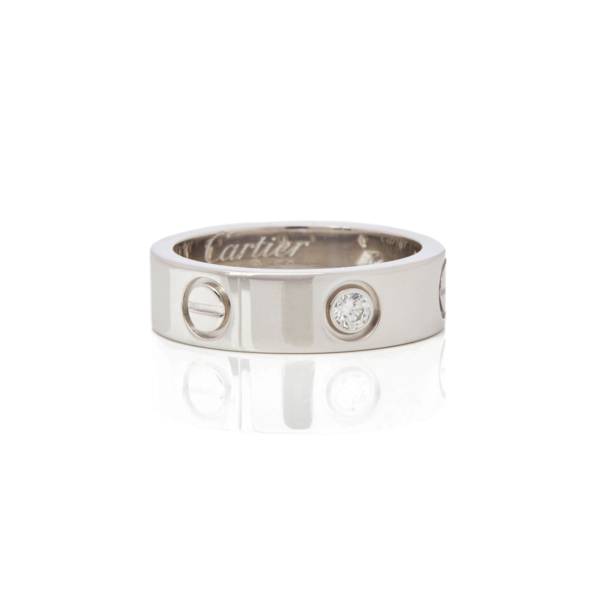 18k White Gold 3 Diamond Love Ring - Image 8 of 9