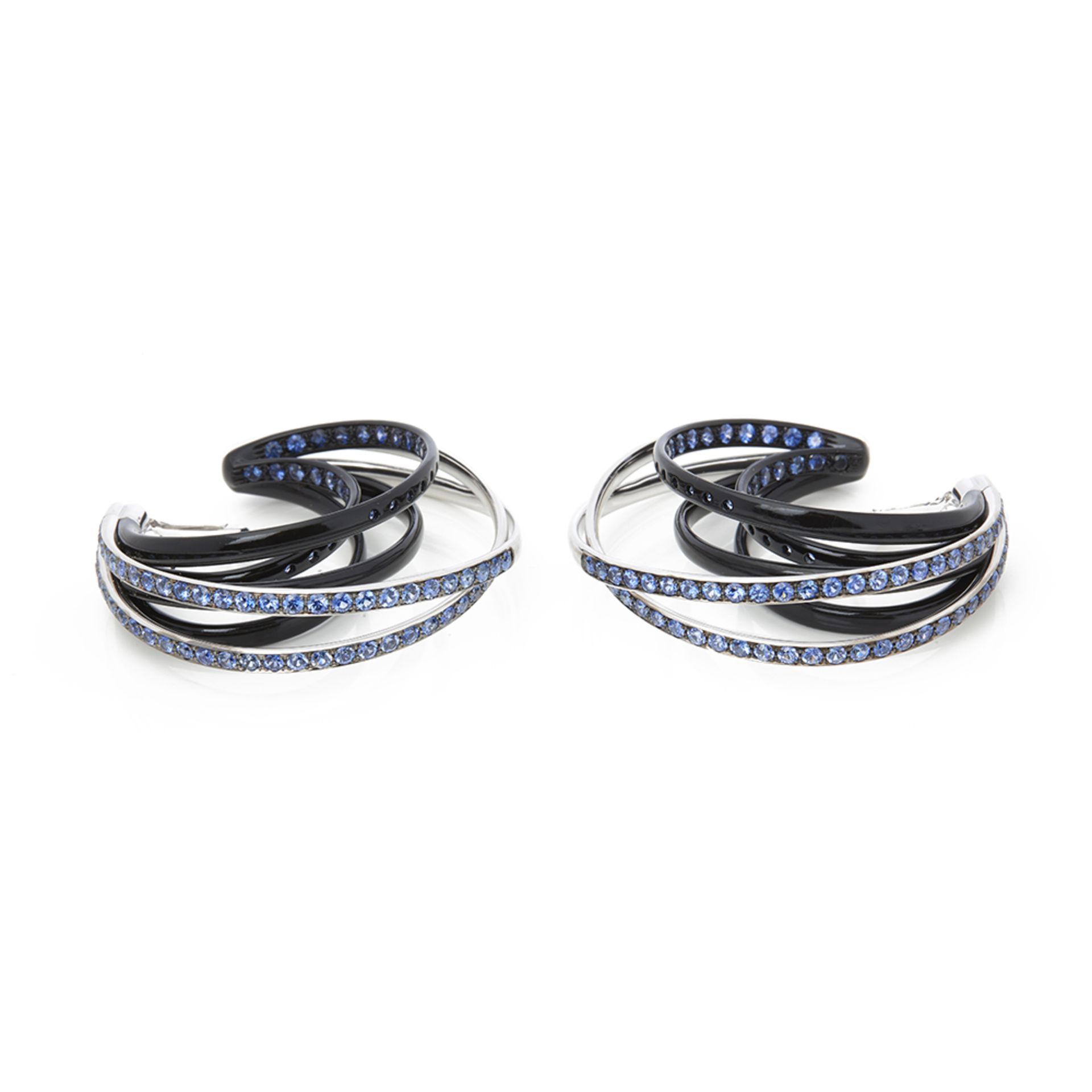 18k White Gold Black & Nano-Ceramic Coating Sapphire Allegra Earrings