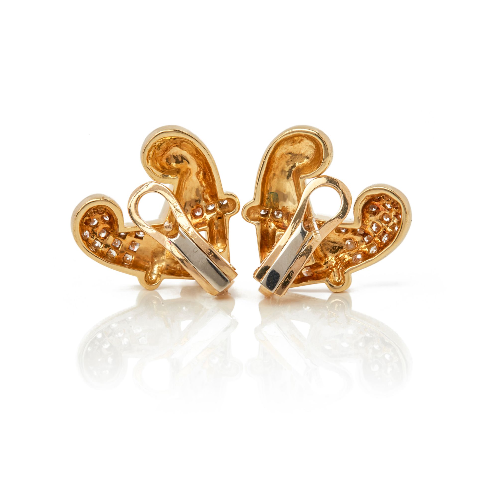 18k Yellow Gold Diamond Hug Earrings - Image 6 of 8