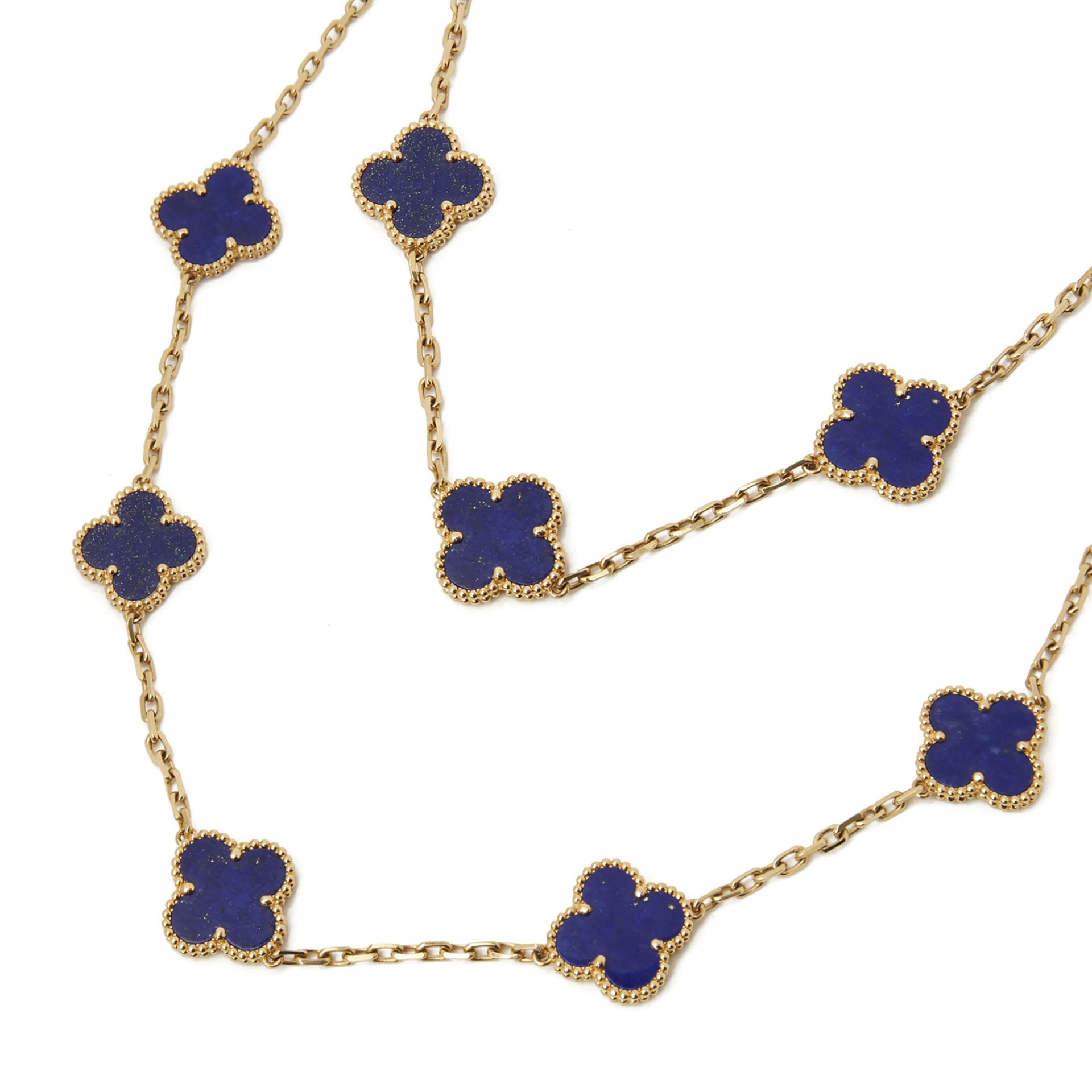 18k Yellow Gold Lapis Lazuli 20 Motif Vintage Alhambra Necklace