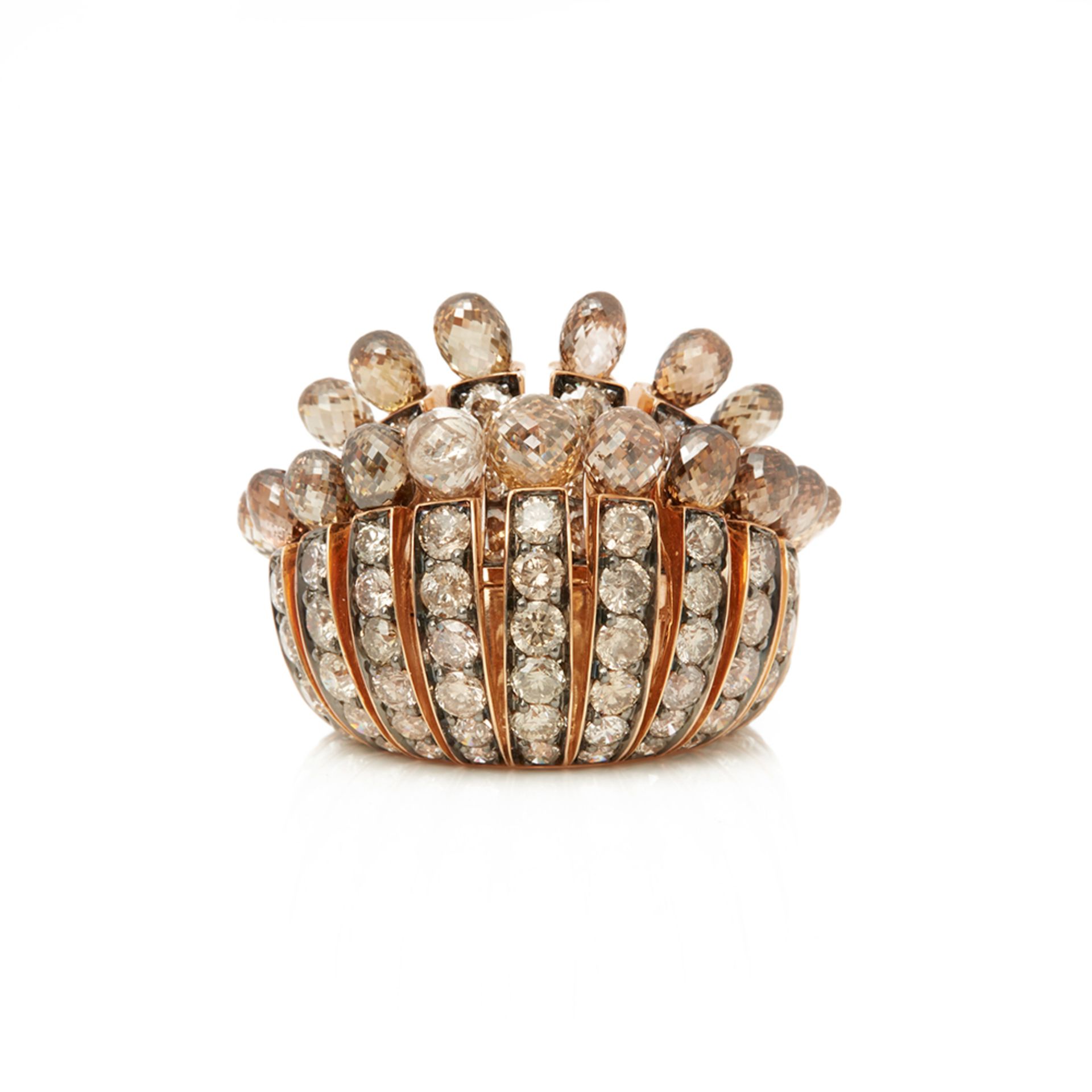 18k Rose Gold Brown Diamond Frange Ring - Image 6 of 6
