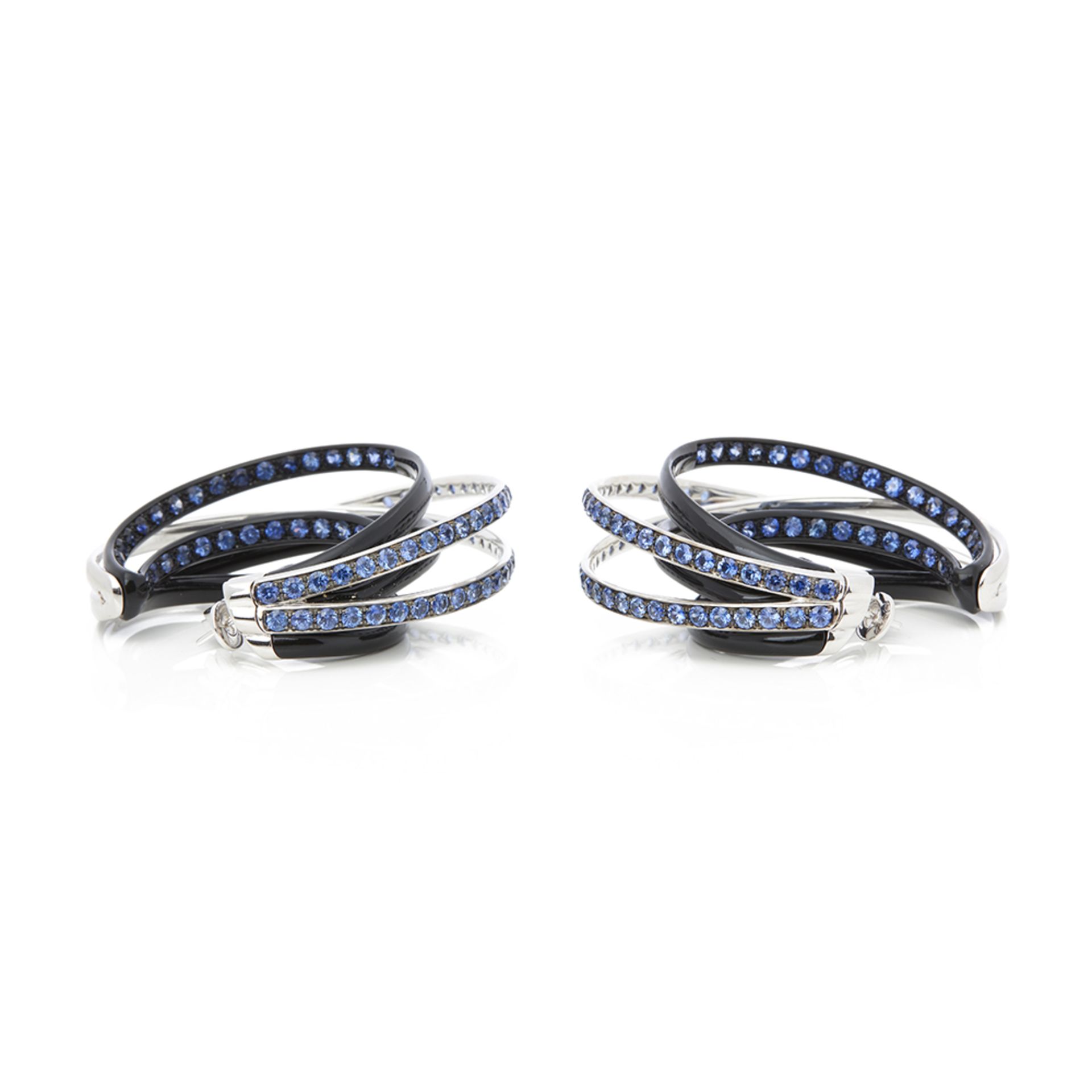 18k White Gold Black & Nano-Ceramic Coating Sapphire Allegra Earrings - Image 12 of 15