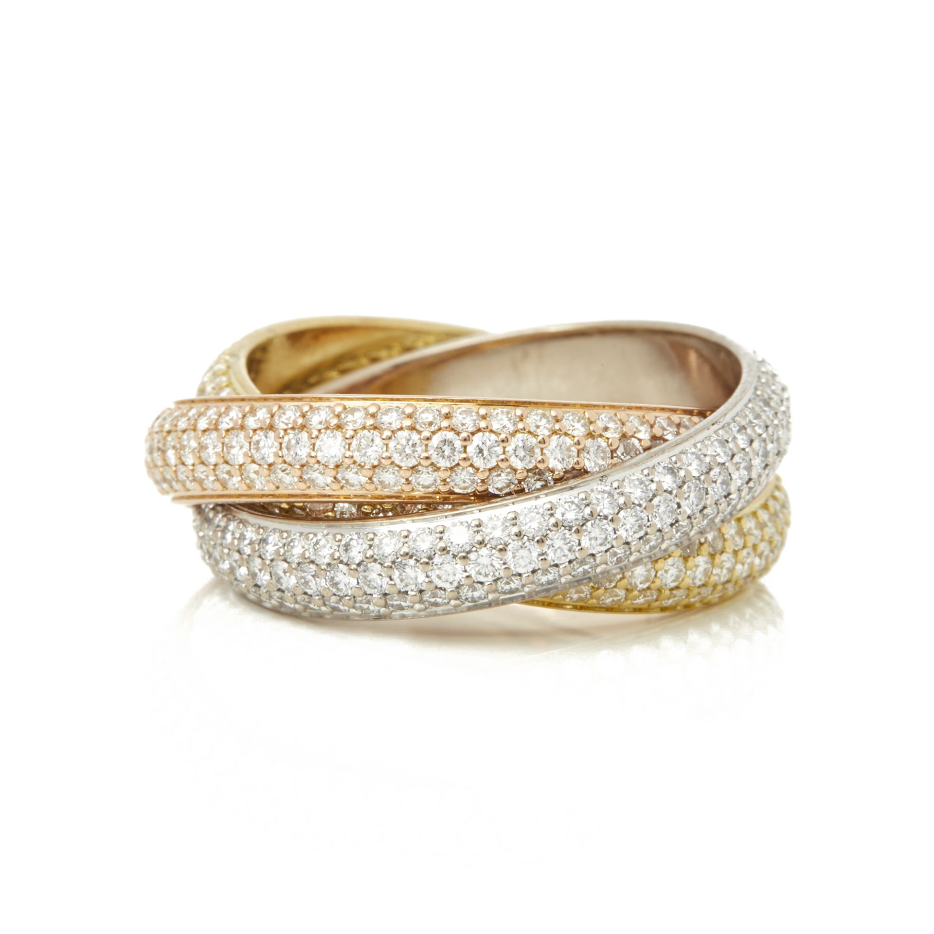 18k Yellow, White & Rose Gold Diamond Classic Trinity Ring - Image 10 of 10