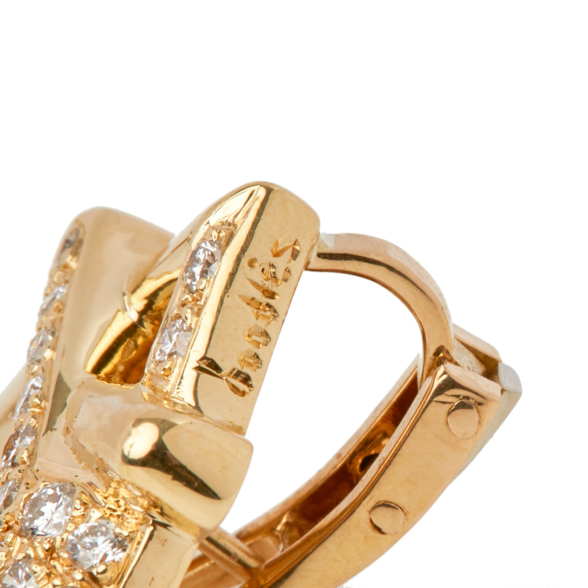 18k Yellow Gold Diamond Hug Earrings - Image 3 of 8