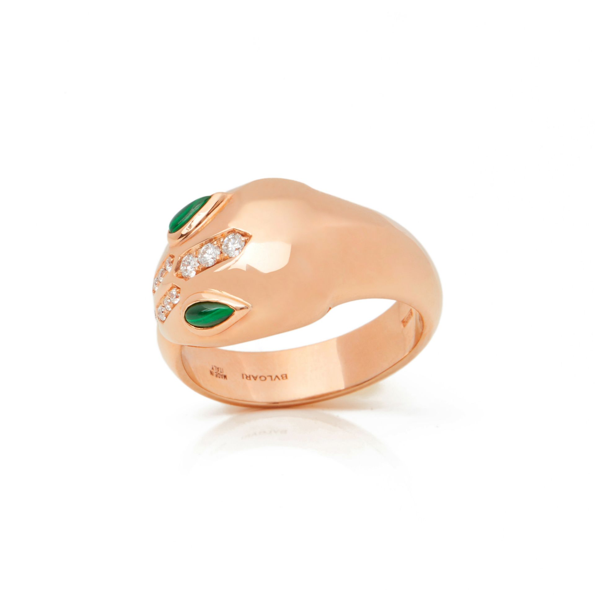 18k Rose Gold Diamond & Malachite Serpenti Ring