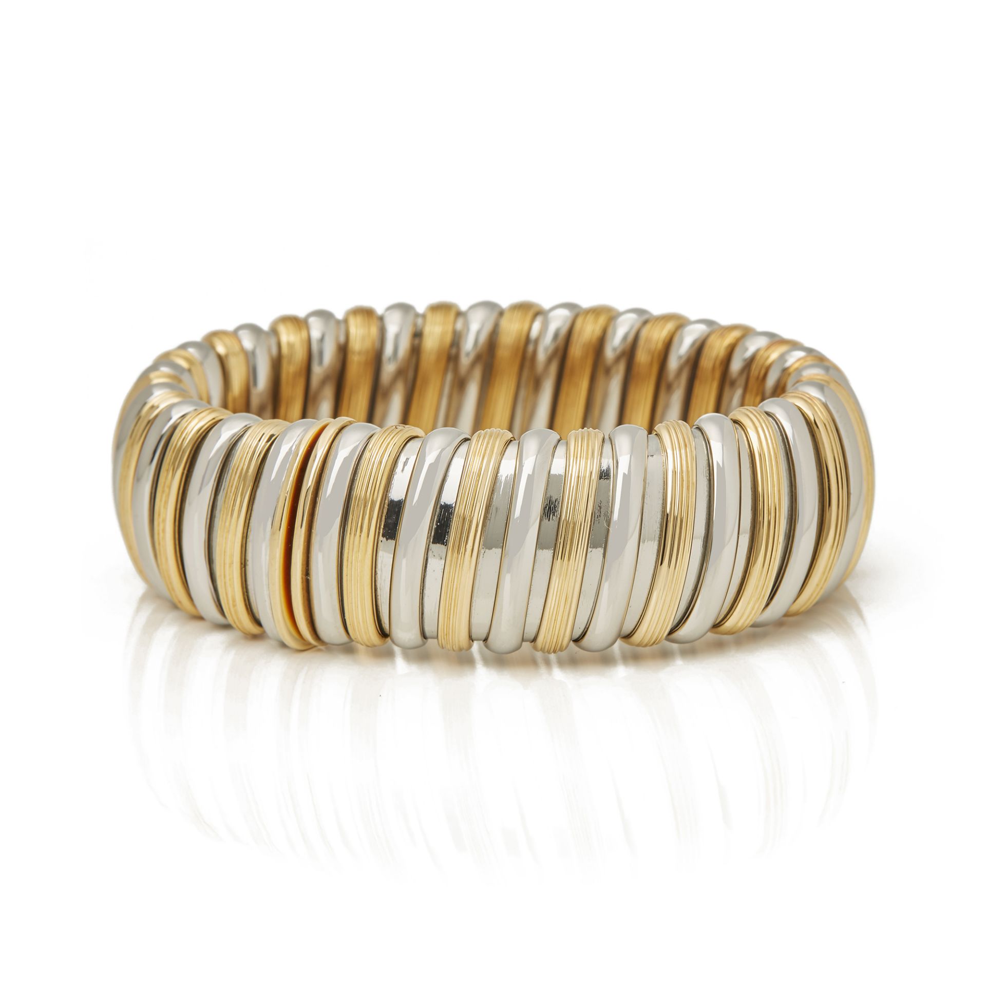 18k White & Yellow Gold Large Bangle - Image 3 of 6