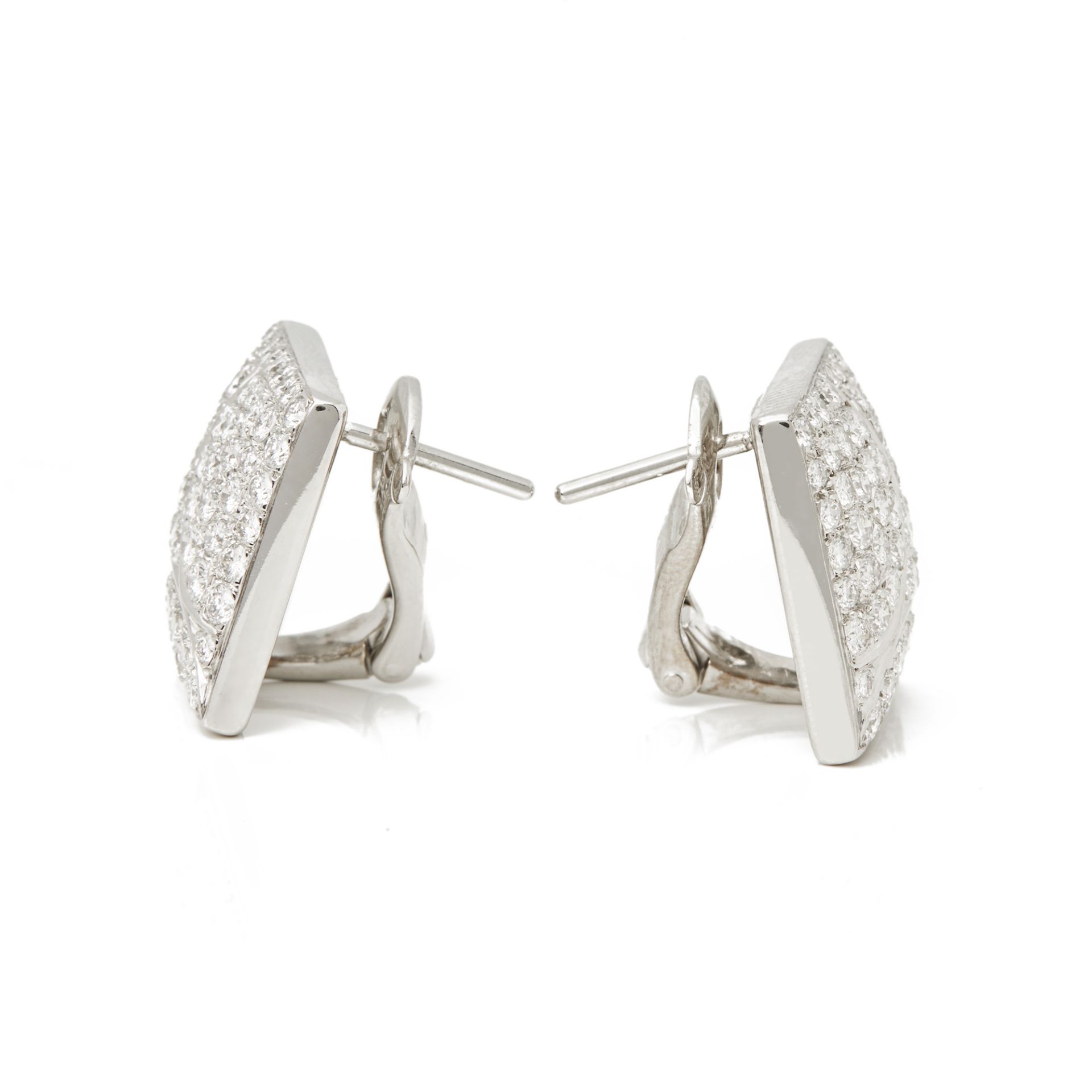 18k White Gold Diamond Berlingot Earrings - Image 6 of 7