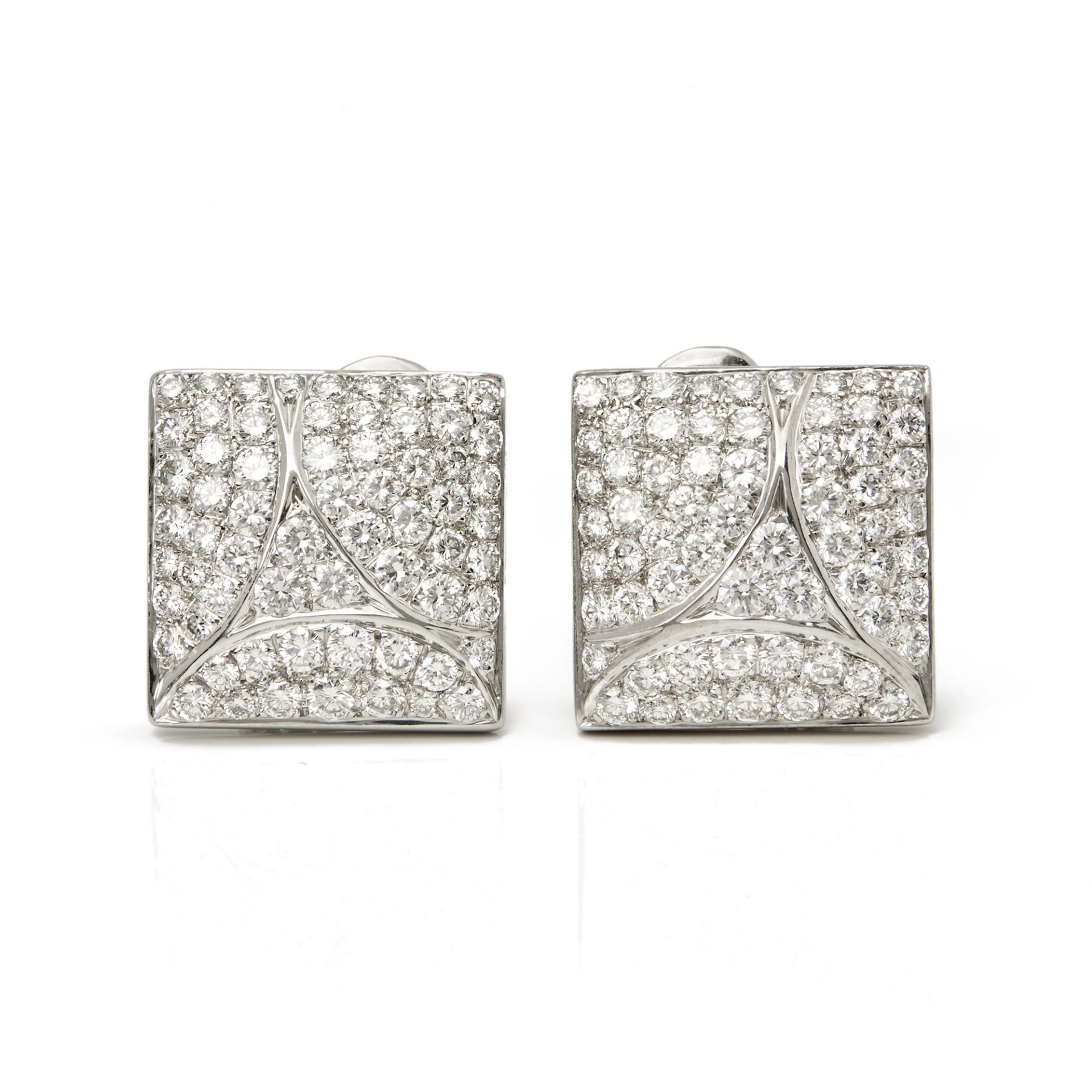 18k White Gold Diamond Berlingot Earrings