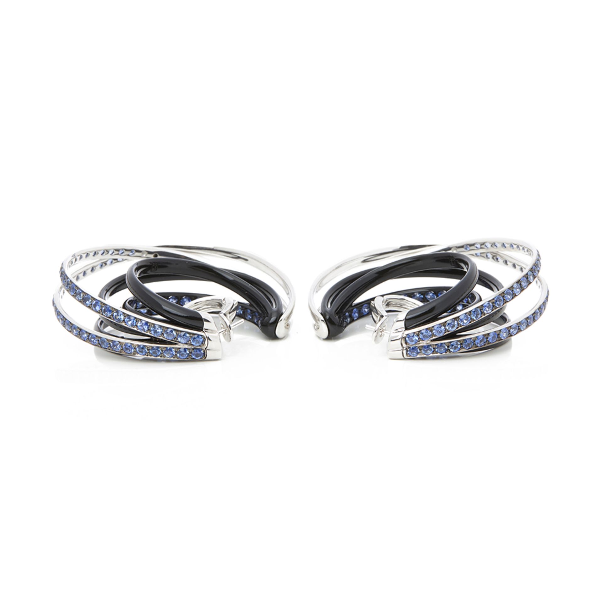 18k White Gold Black & Nano-Ceramic Coating Sapphire Allegra Earrings - Image 14 of 15