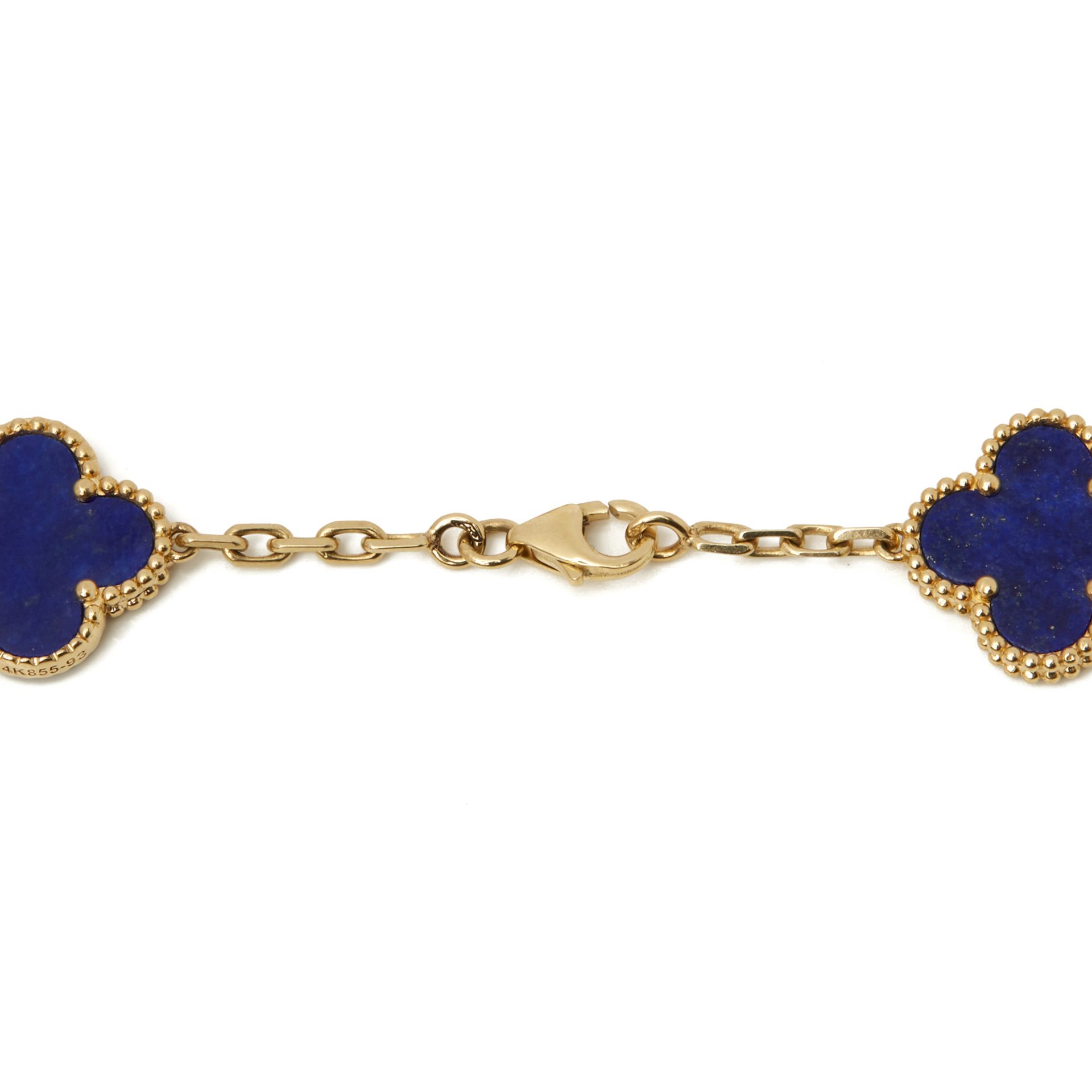 18k Yellow Gold Lapis Lazuli 20 Motif Vintage Alhambra Necklace - Image 5 of 8