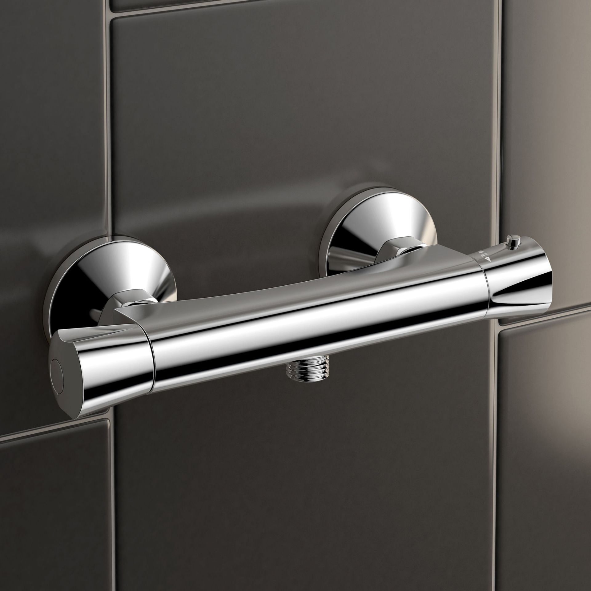 (NV1031) Thermostatic Shower Valve - Round Bar Mixer Chrome plated solid brass mixer Cool to ...