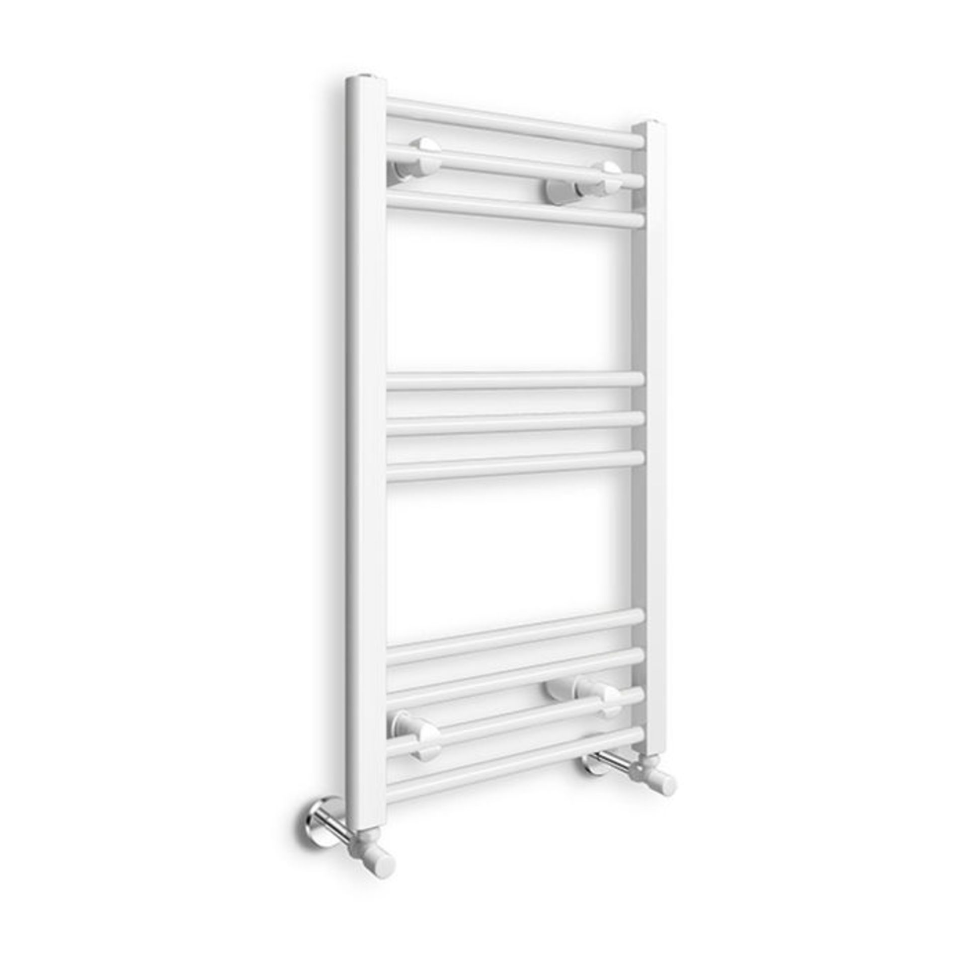 (EW19) 800x450mm White Heated Towel Radiator. Made from low carbon steel Finished with a high