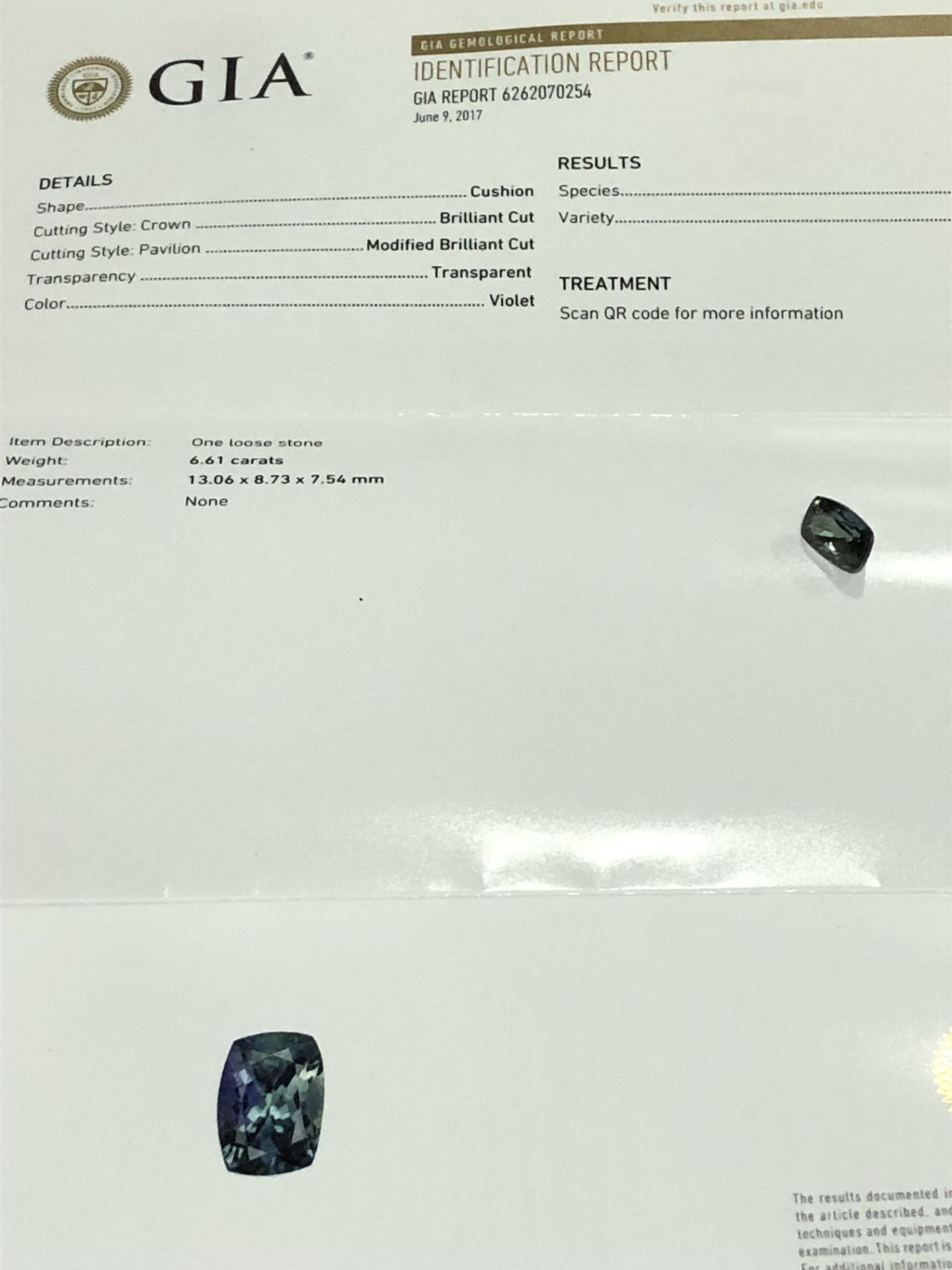 6.61ct Natural Tanzanite with GIA Certificate - Image 4 of 8