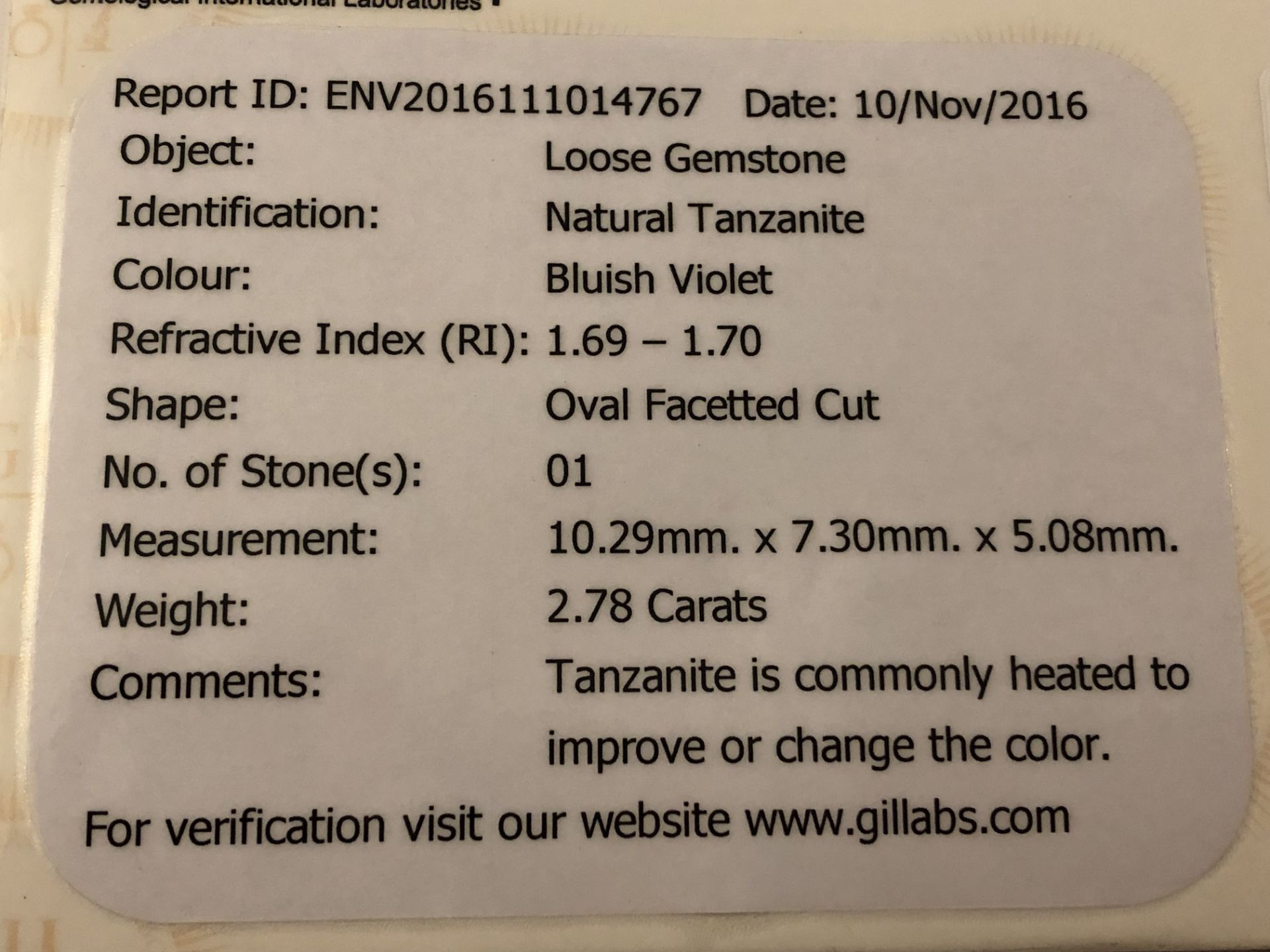 2.78ct Natural Tanzanite with GIL Certificate - Image 5 of 9