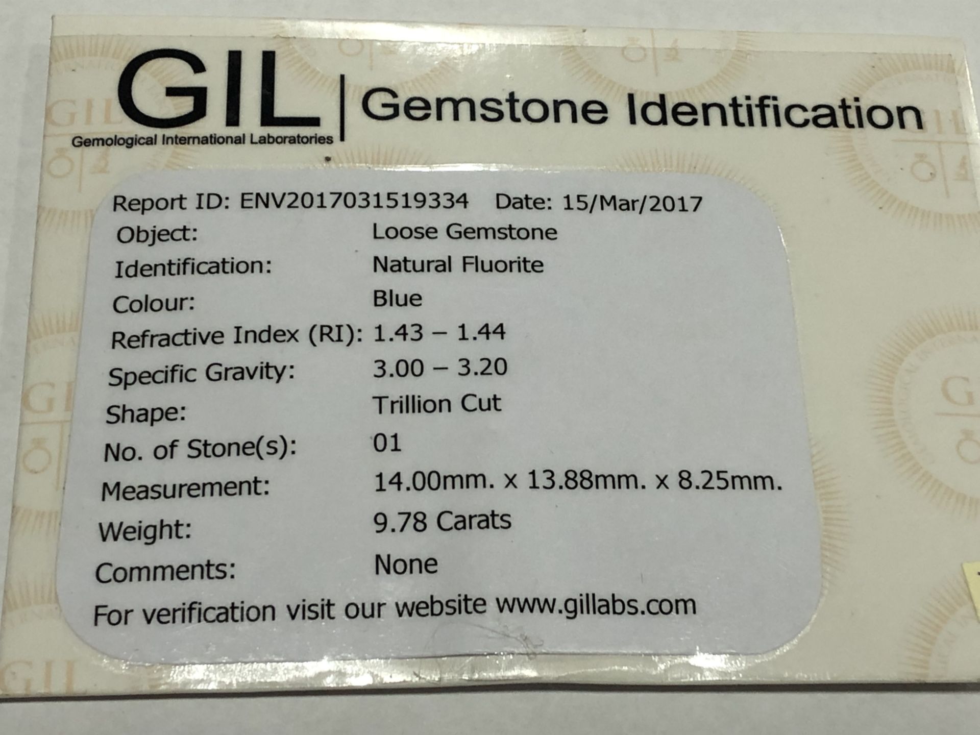 9.78ct Natural Fluorite with GIL Certificate - Image 5 of 6