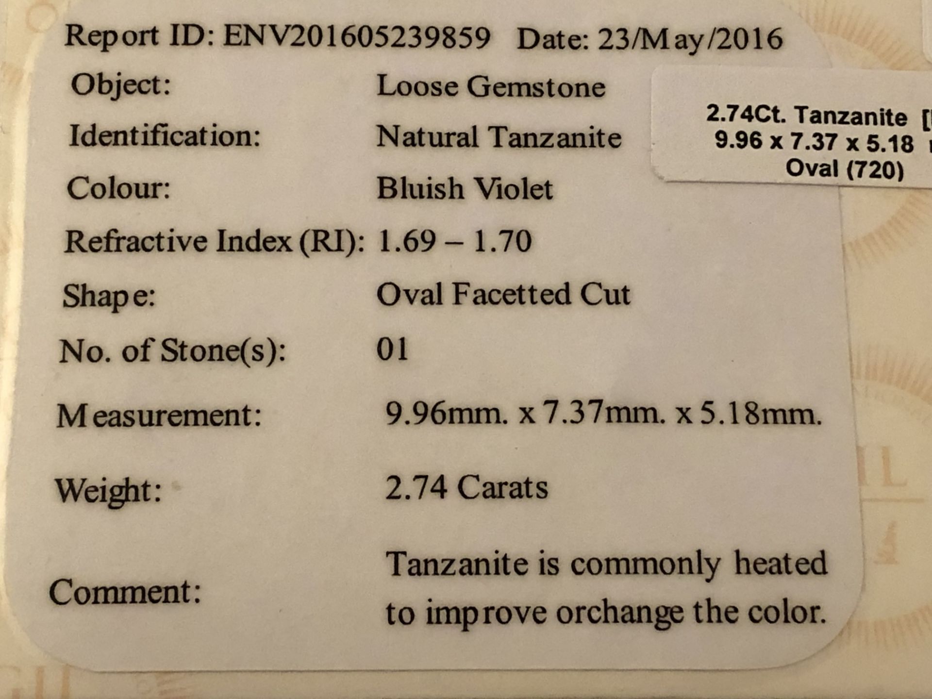 2.74ct Natural Tanzanite with GIL Certificate - Image 4 of 6