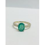 14ct Yellow Gold Emerald & Diamond Ring