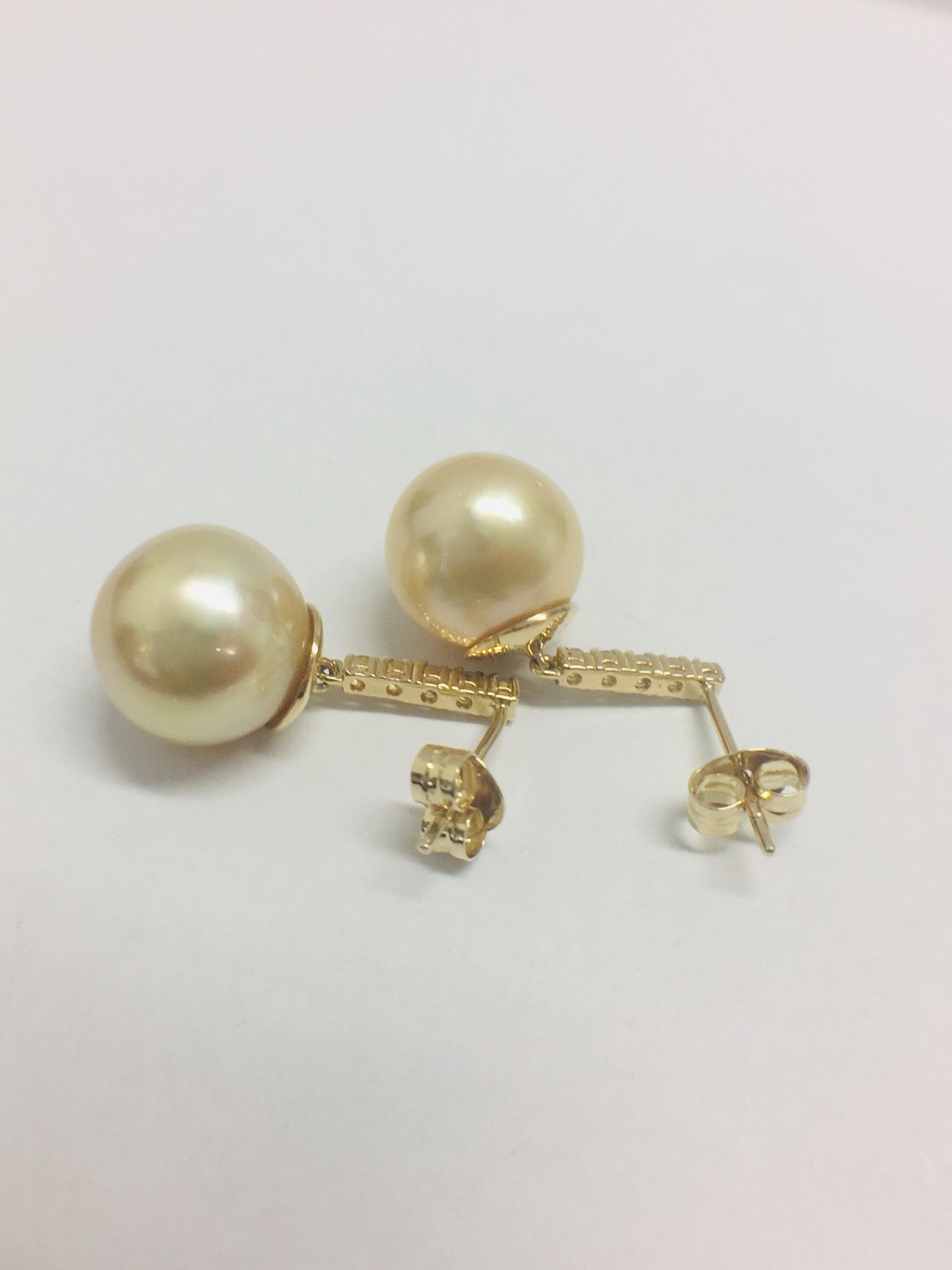 14ct Yellow Gold Pearl & Diamond Earrings - Image 4 of 6