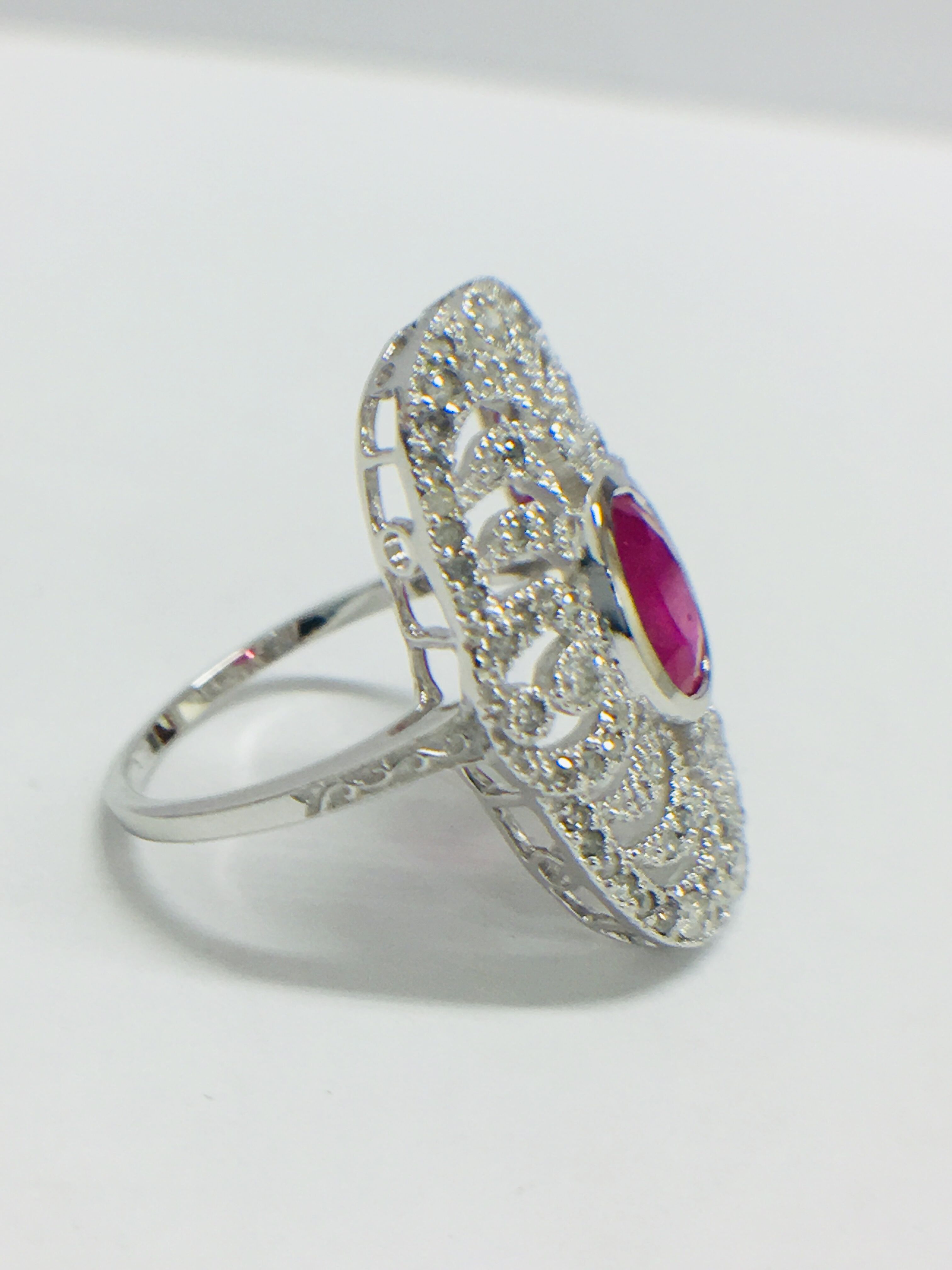 18ct White Gold Ruby & Diamond Ring - Image 7 of 11