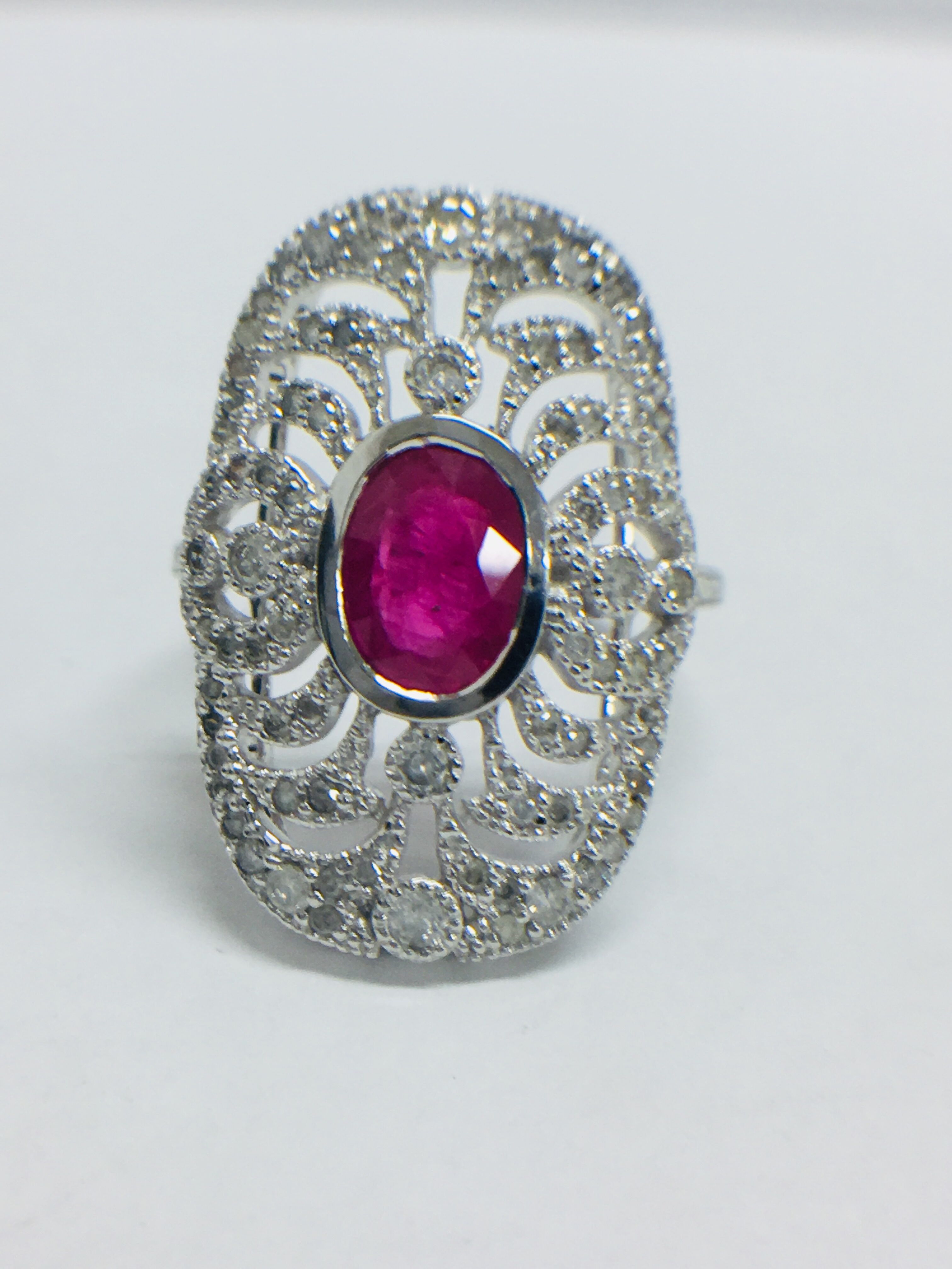 18ct White Gold Ruby & Diamond Ring