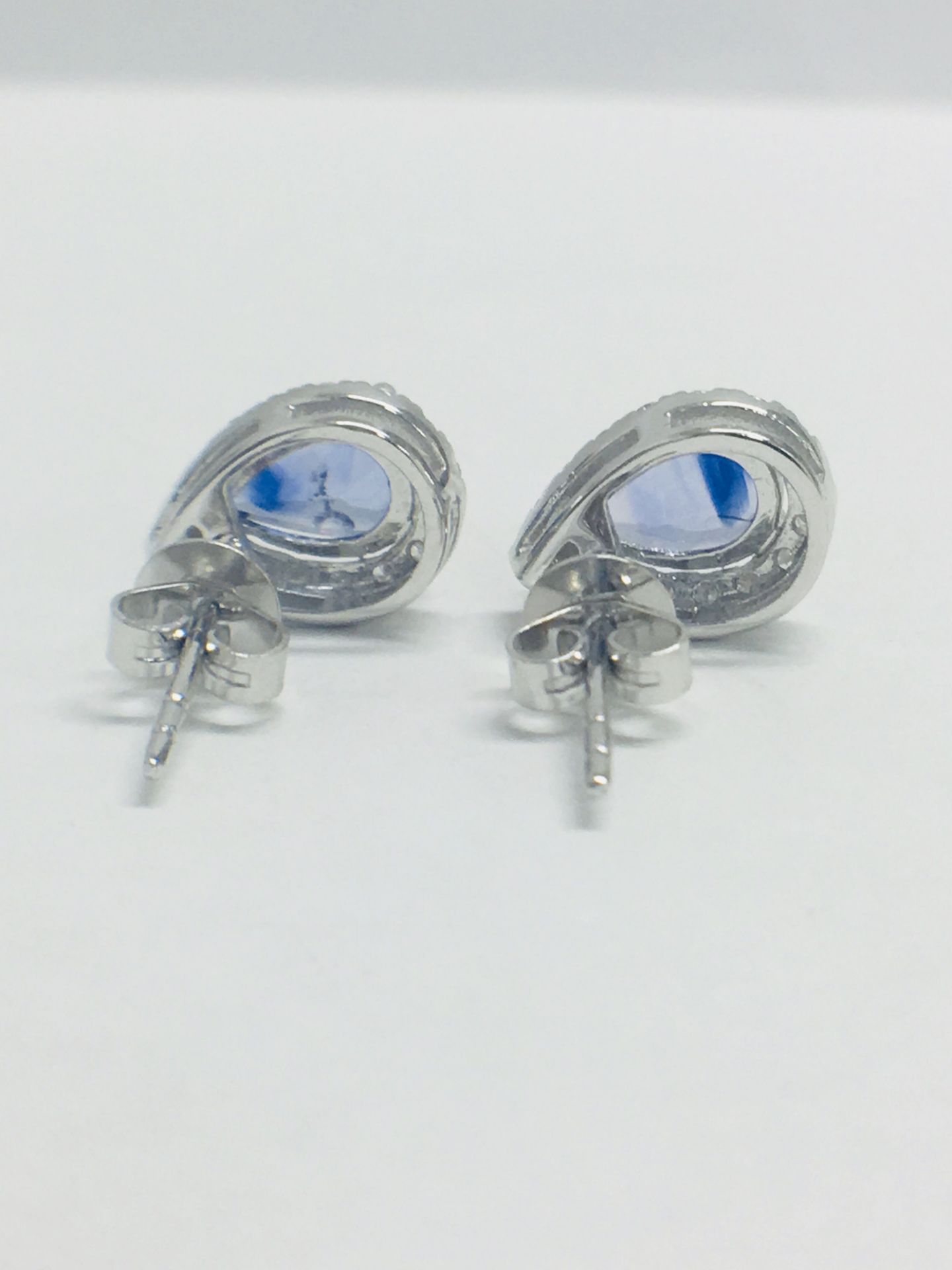 14ct White Gold Sapphire & Diamond Earrings - Image 7 of 8