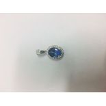 14ct White Gold Tanzanite & Diamond Pendant