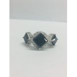 14ct White Gold Black Diamond Trilogy Ring