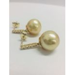 14ct Yellow Gold Pearl & Diamond Earrings