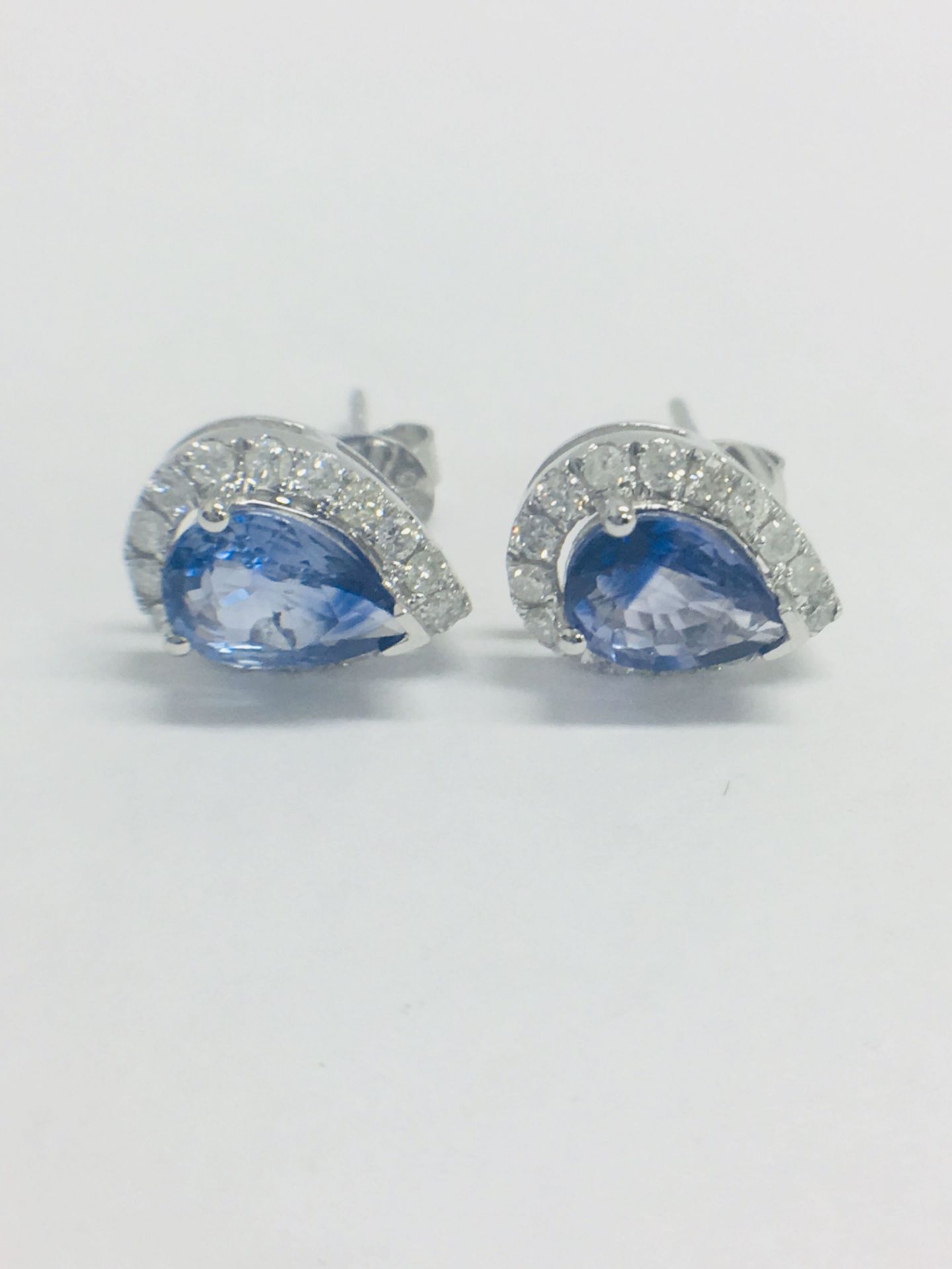 14ct White Gold Sapphire & Diamond Earrings - Image 2 of 8