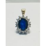 Sapphire & Diamond Pendant. 18ct Gold