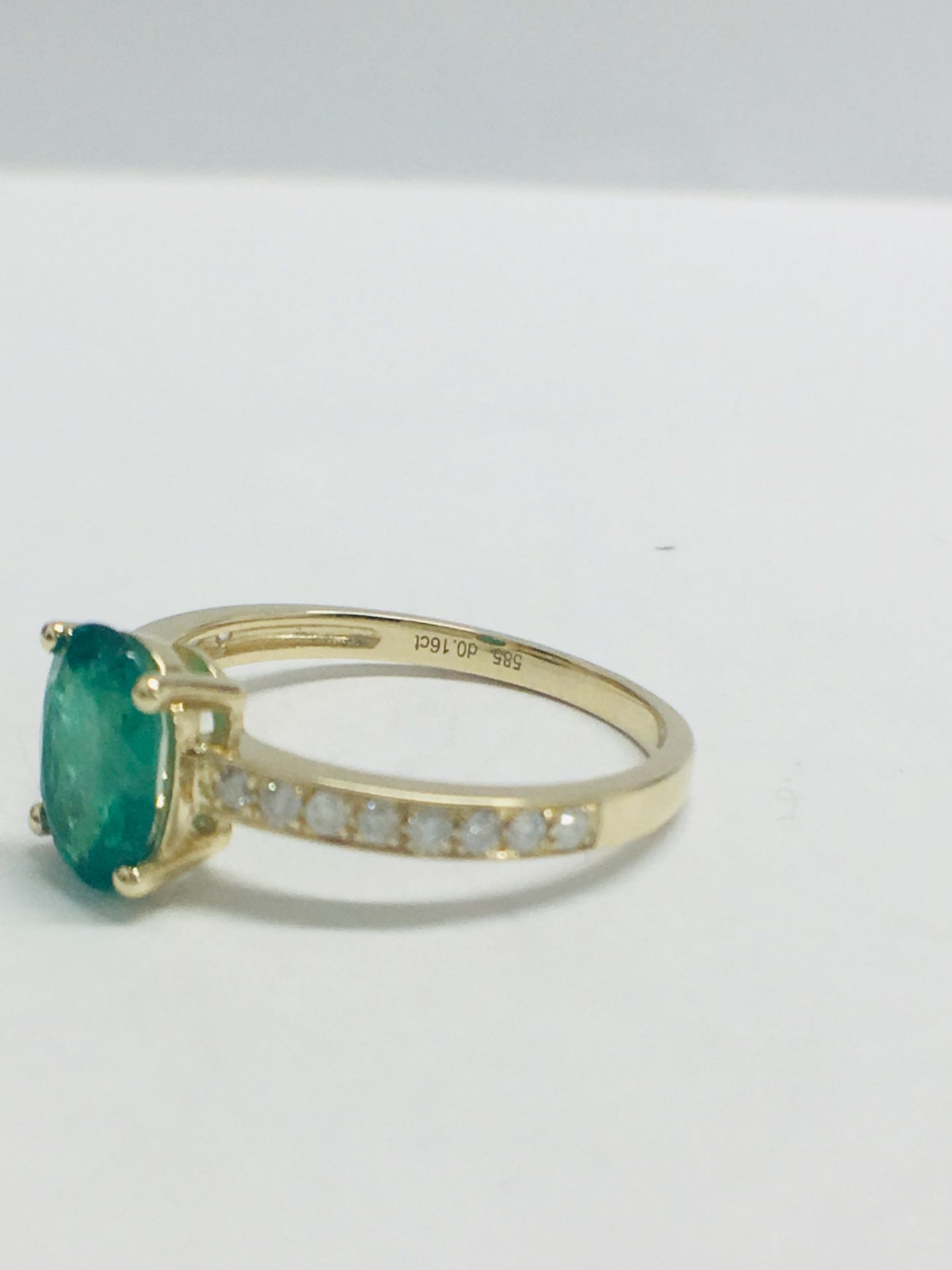 14ct Yellow Gold Emerald & Diamond Ring - Image 6 of 7