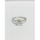 1ct Radiant cut diamond Platinum solitaire ring