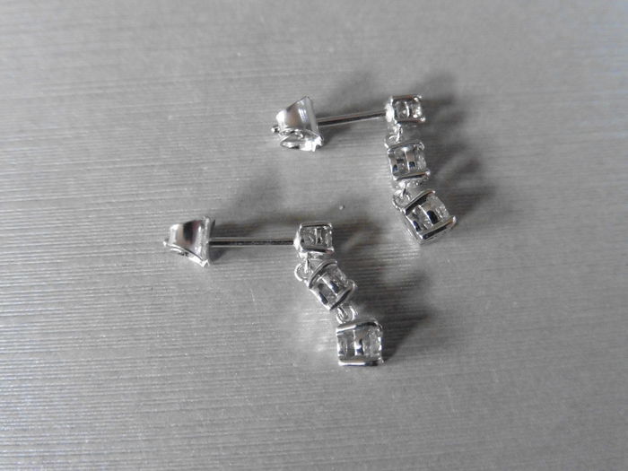 1.20ct diamond trilogy drop earrings - Image 2 of 3