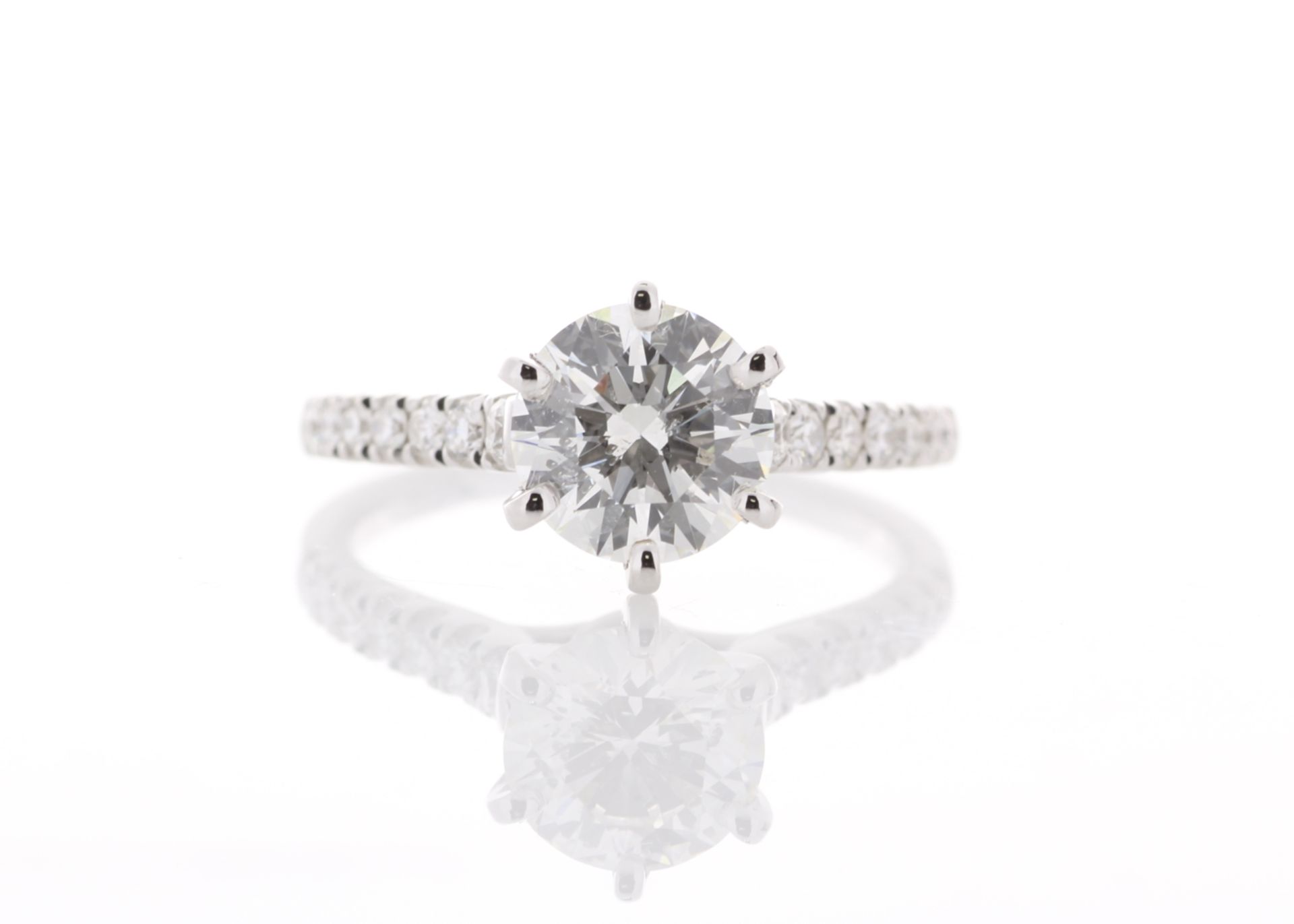 18ct White Gold Single Stone Prong Set With Stone Set Shoulders Diamond Ring (1.56) 1.85