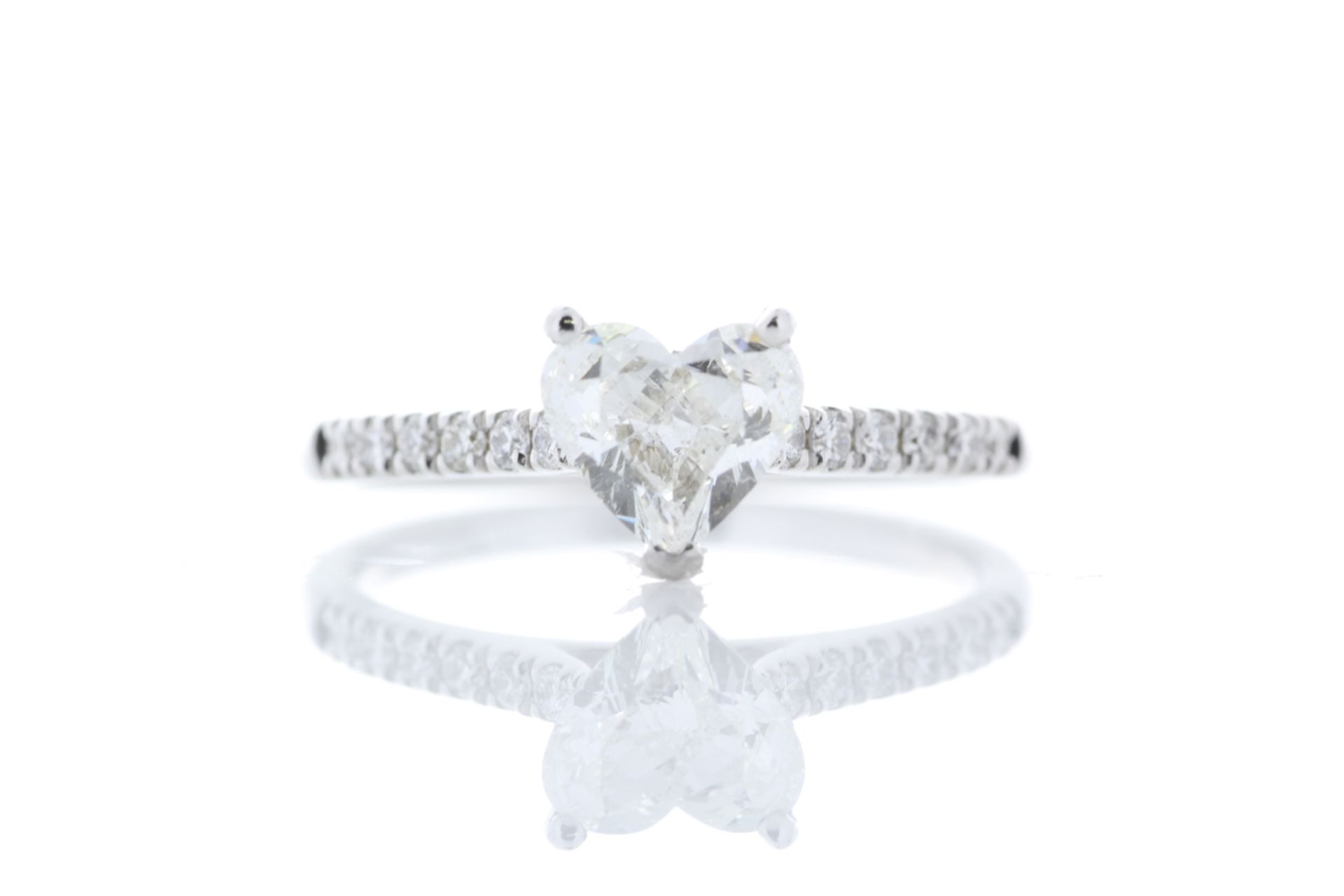 18ct White Gold Single Stone Heart Cut With Stone Set Shoulders Diamond Ring (1.00) 1.17