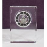 Square Desktop Lead Crystal Clock with Plated Movement by David Peterson