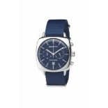 Briston Clubmaster Vintage Steel Chrono 40 Polished Steel with Blue Dial Watch