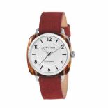 Briston Clubmaster Chic Steel Red Element Acetate White Dial Watch