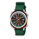 Briston Clubmaster Diver Automatic Date 42 Acetate Walnut Wood Dial Watch