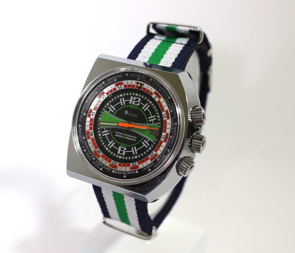 System - *World Time* Super Datomatic Men's Diver - Asymmetrical Big Case - from the 1970s - Image 2 of 3