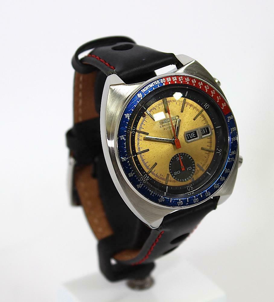 Seiko 6139-6002 Pepsi Bezel Yellow Face Auto Wrist Watch Newly Serviced