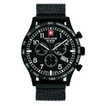 Swiss Alpine Black Military Aviator Chronograph Pvd & Mesh Bracelet