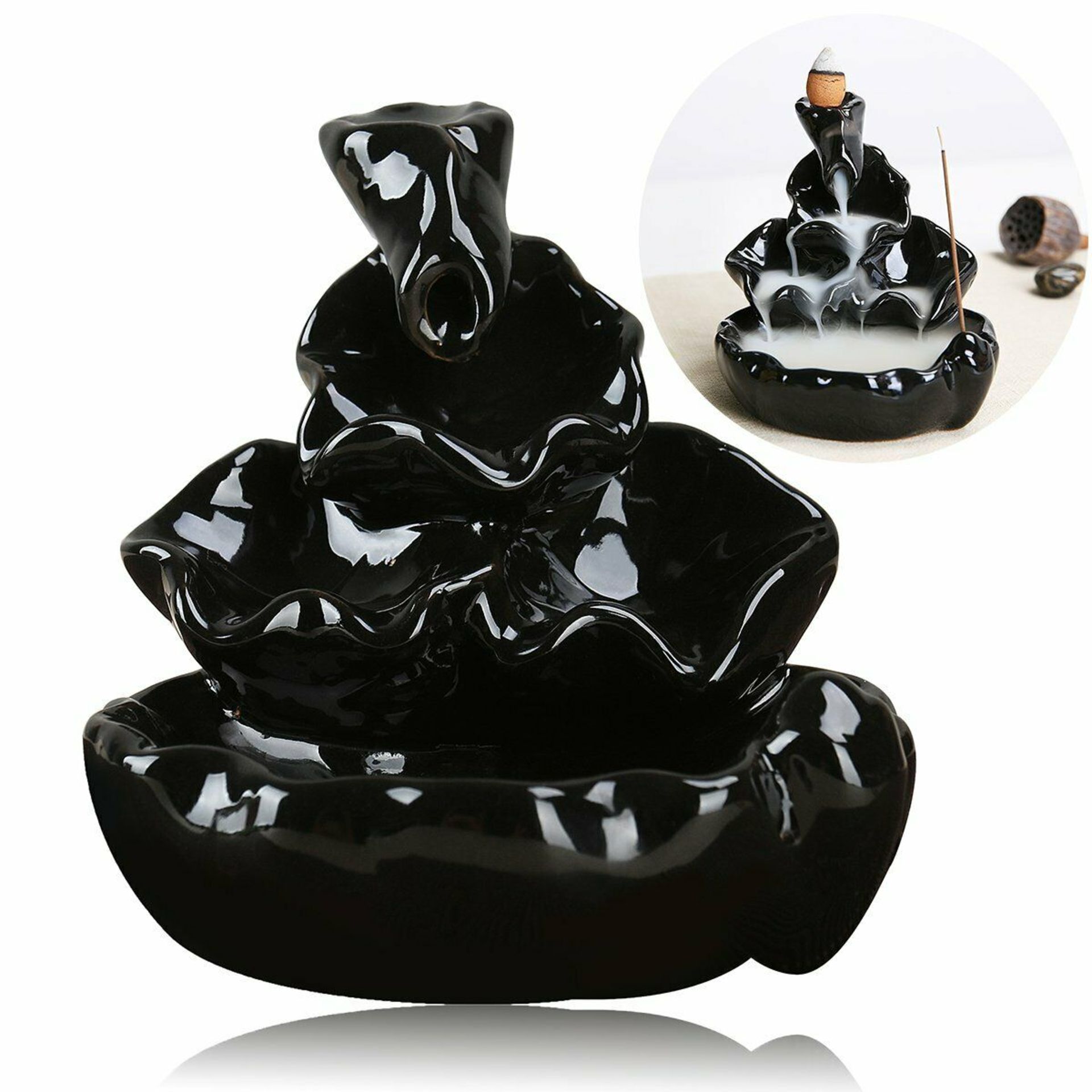 10 x Pixnor Ceramic Glaze Incense Smoke Cone Burner Backflow Censer Tower Holder - Image 3 of 3