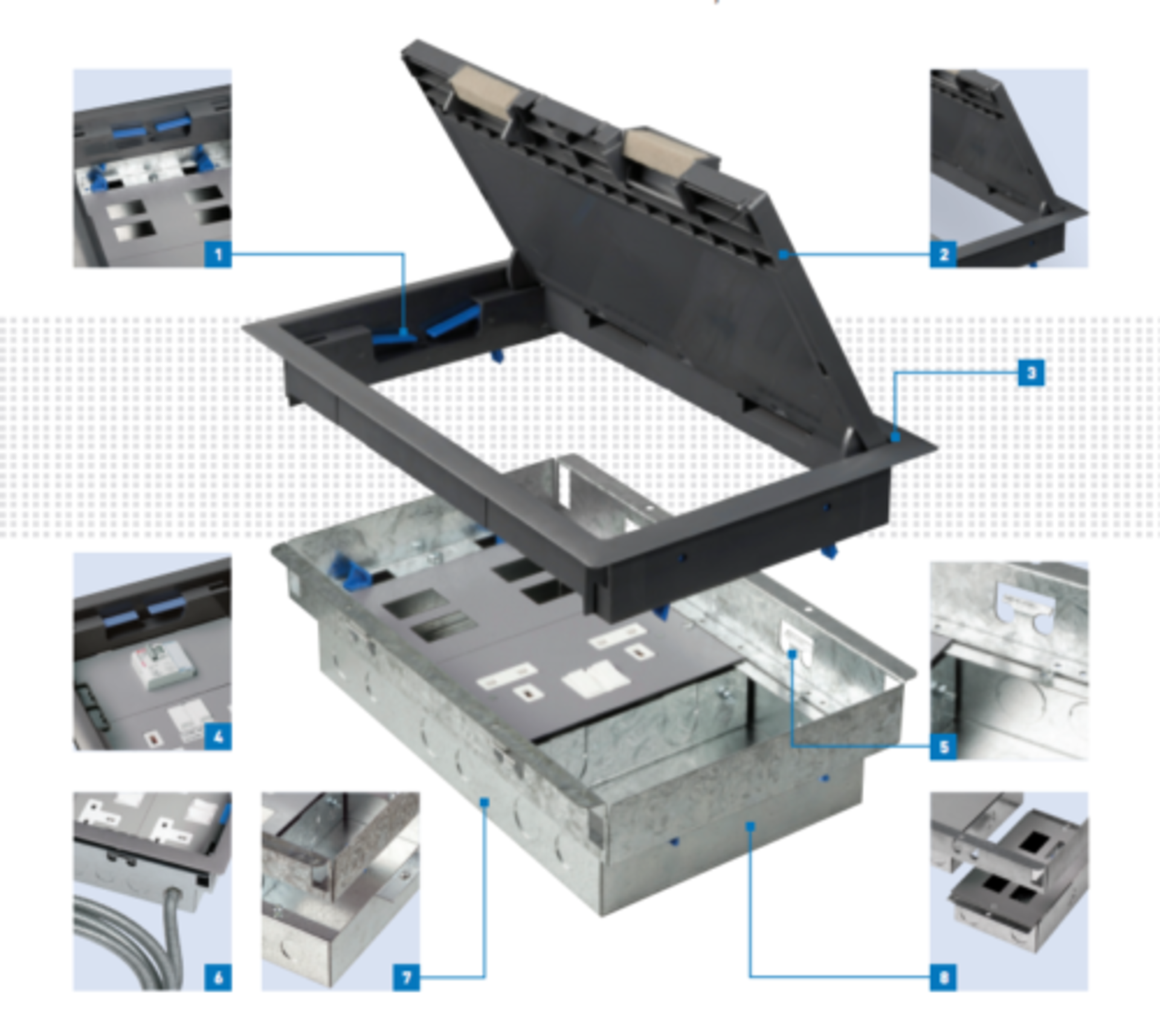 Electrak Floor Service Outlet Box 3 Compartment - Image 2 of 3