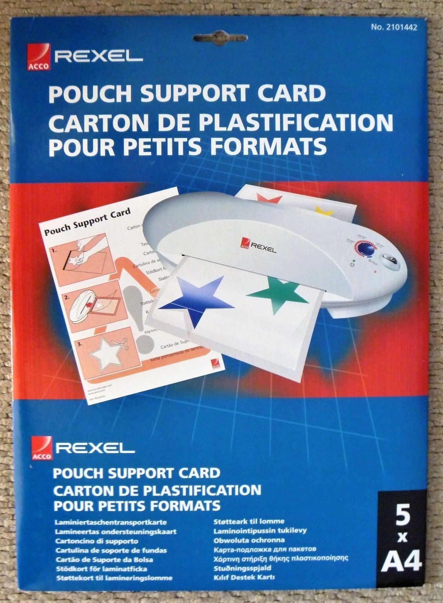 5 x A4 Rexel Laminator Pouch Support Cards - New In Pack Box Of 5
