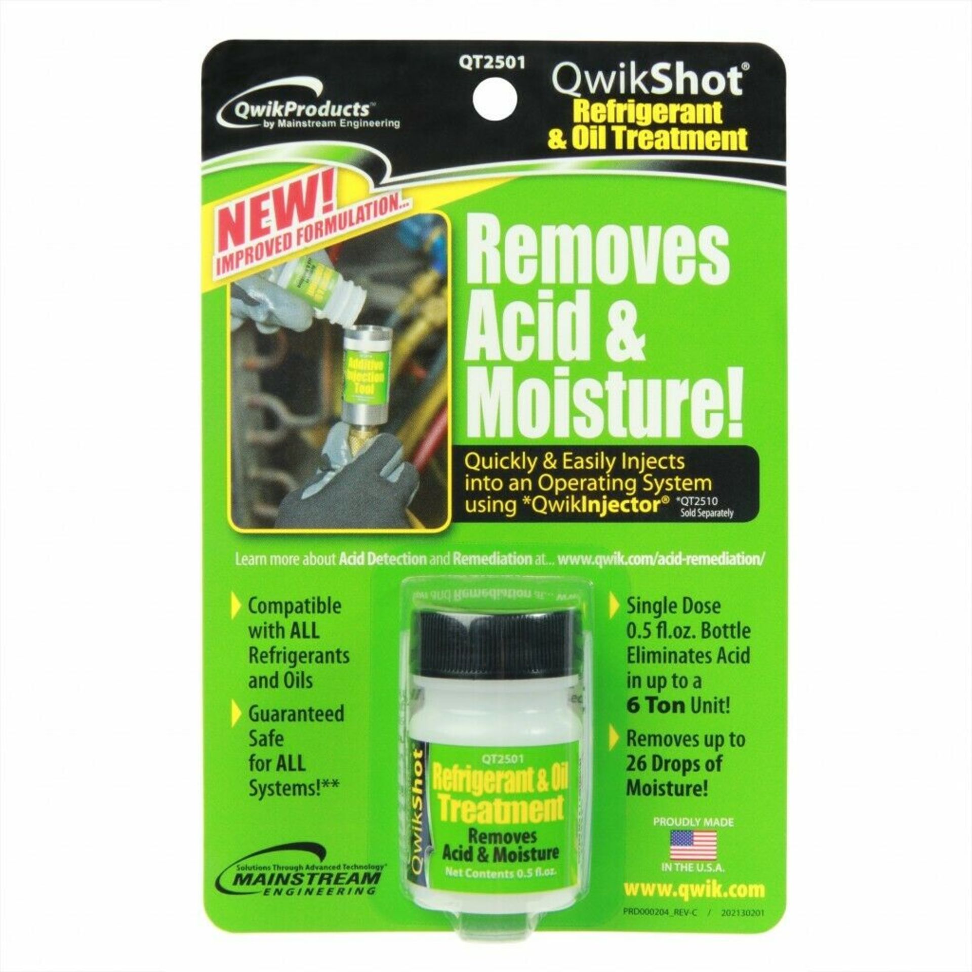 Qwik Shot Refrigerant & Oil Treatment - 1/2 oz Bottle-Removes Acid / Moisture